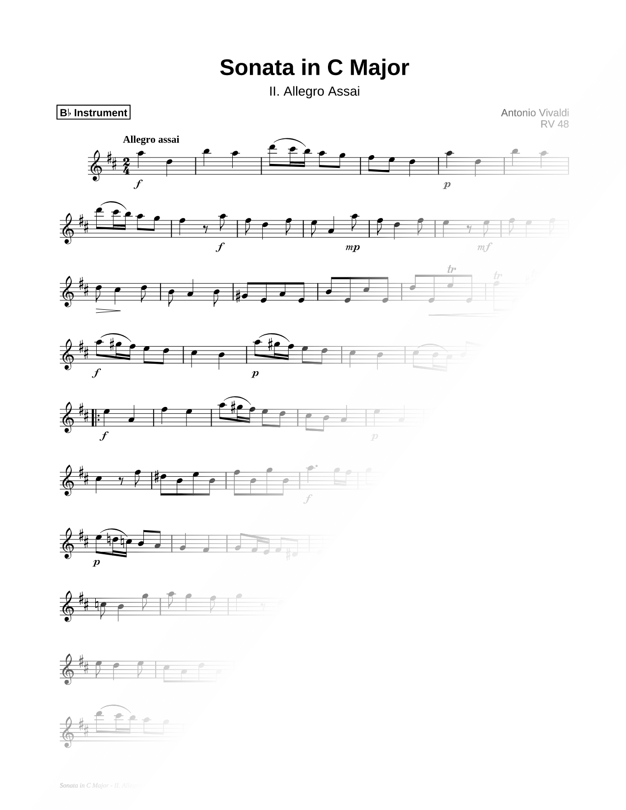 Sonata In C Major - II. Allegro Assai - Bb Instrument