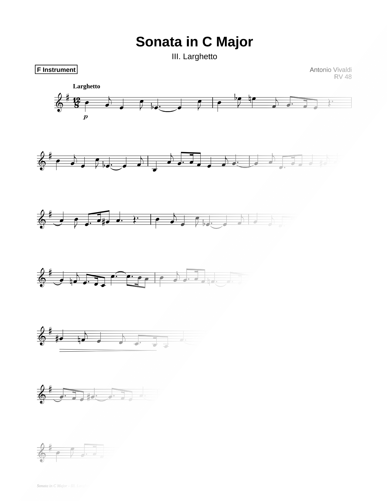 Sonata In C Major - III. Larghetto - F Instrument