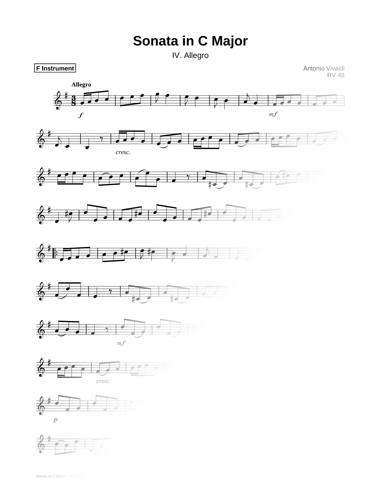 Sonata In C Major - IV. Allegro - F Instrument