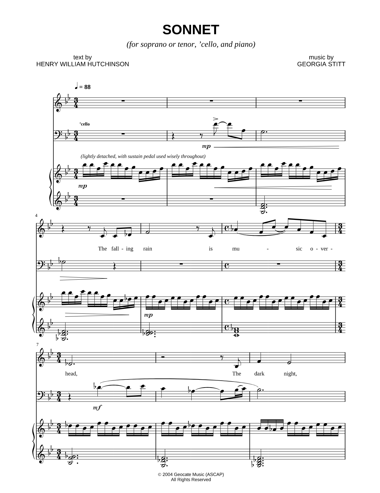 Sonnet for Voice, Cello, and Piano