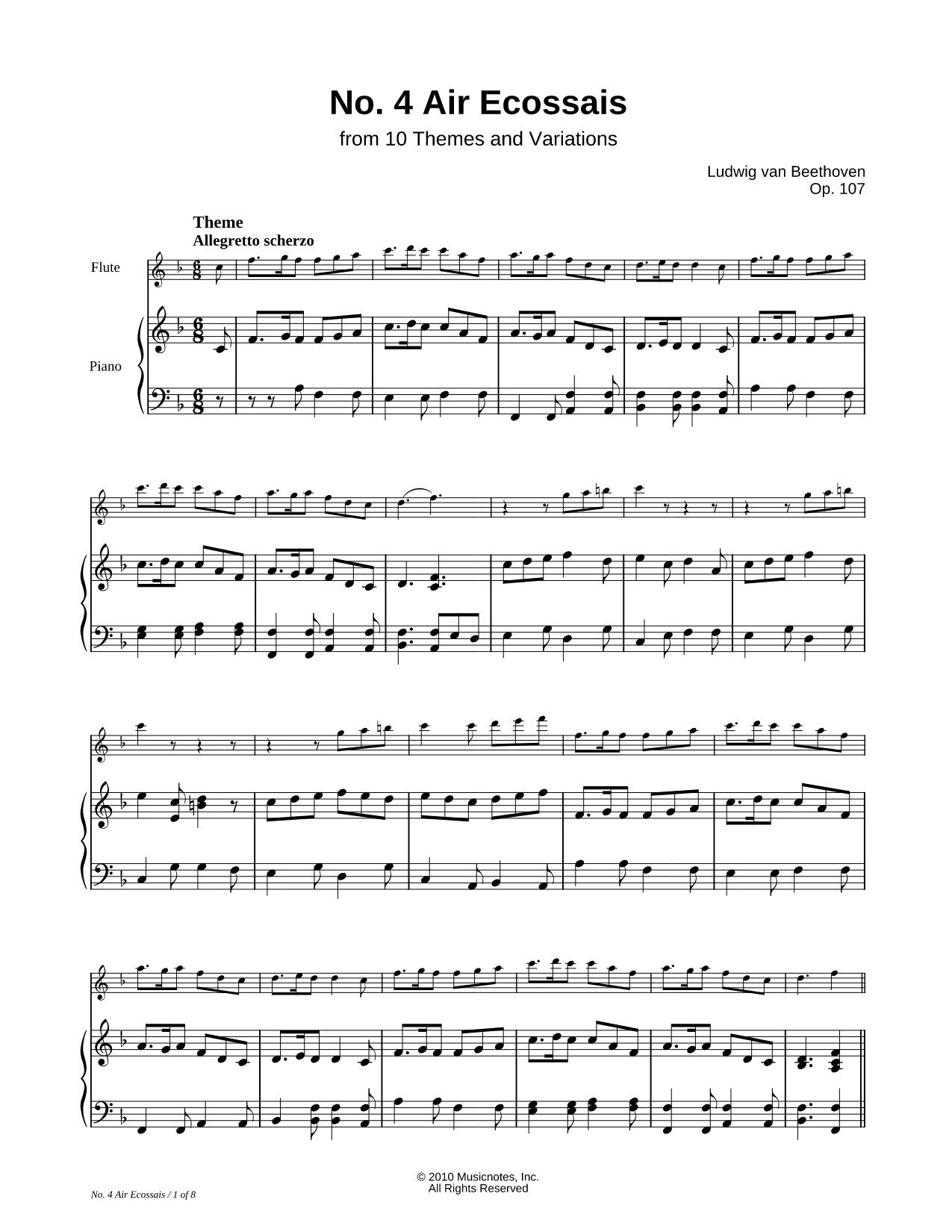 Air Ecossais, Allegretto Scherzo: Op. 107, No. 4 - Piano Accompaniment
