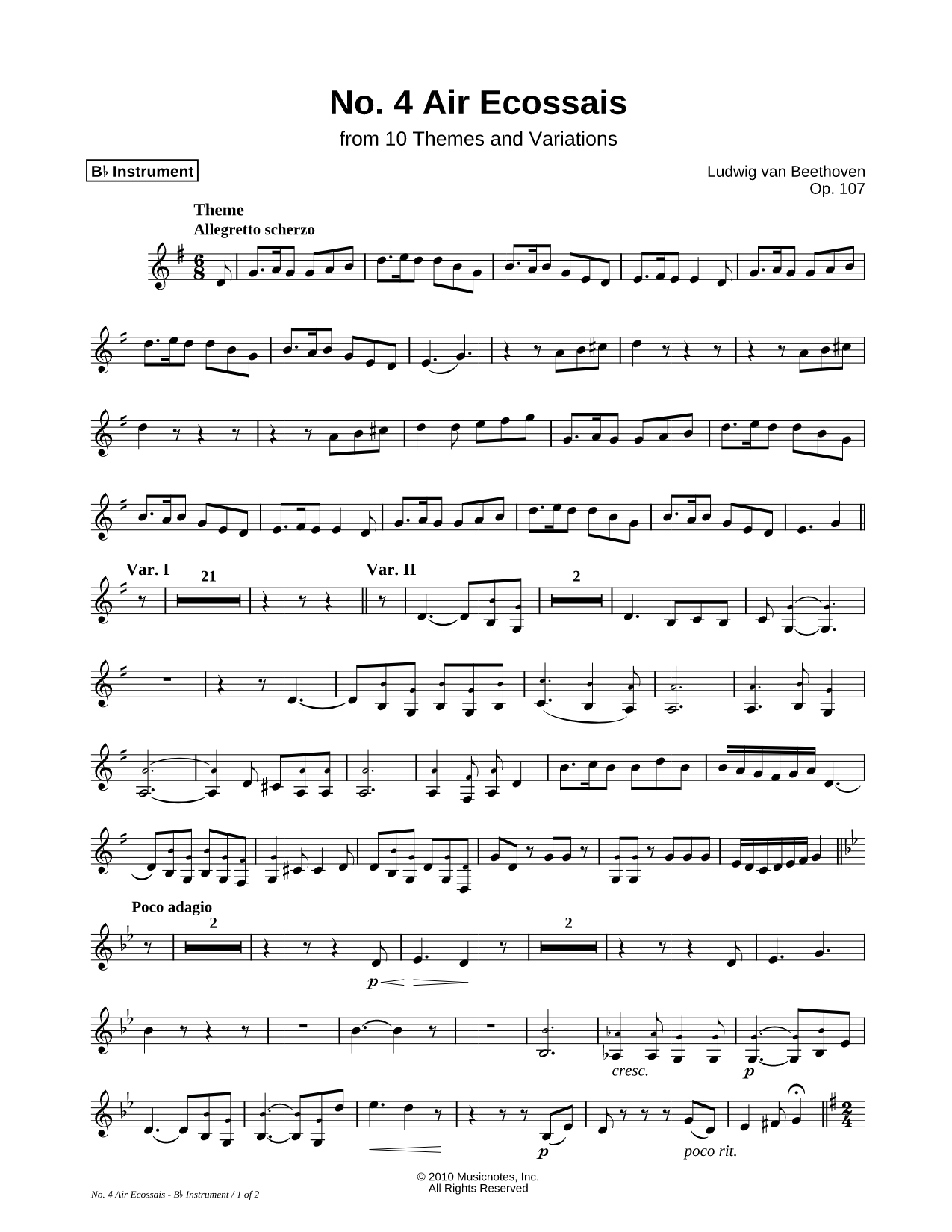 Air Ecossais, Allegretto Scherzo: Op. 107, No. 4 - Bb Instrument