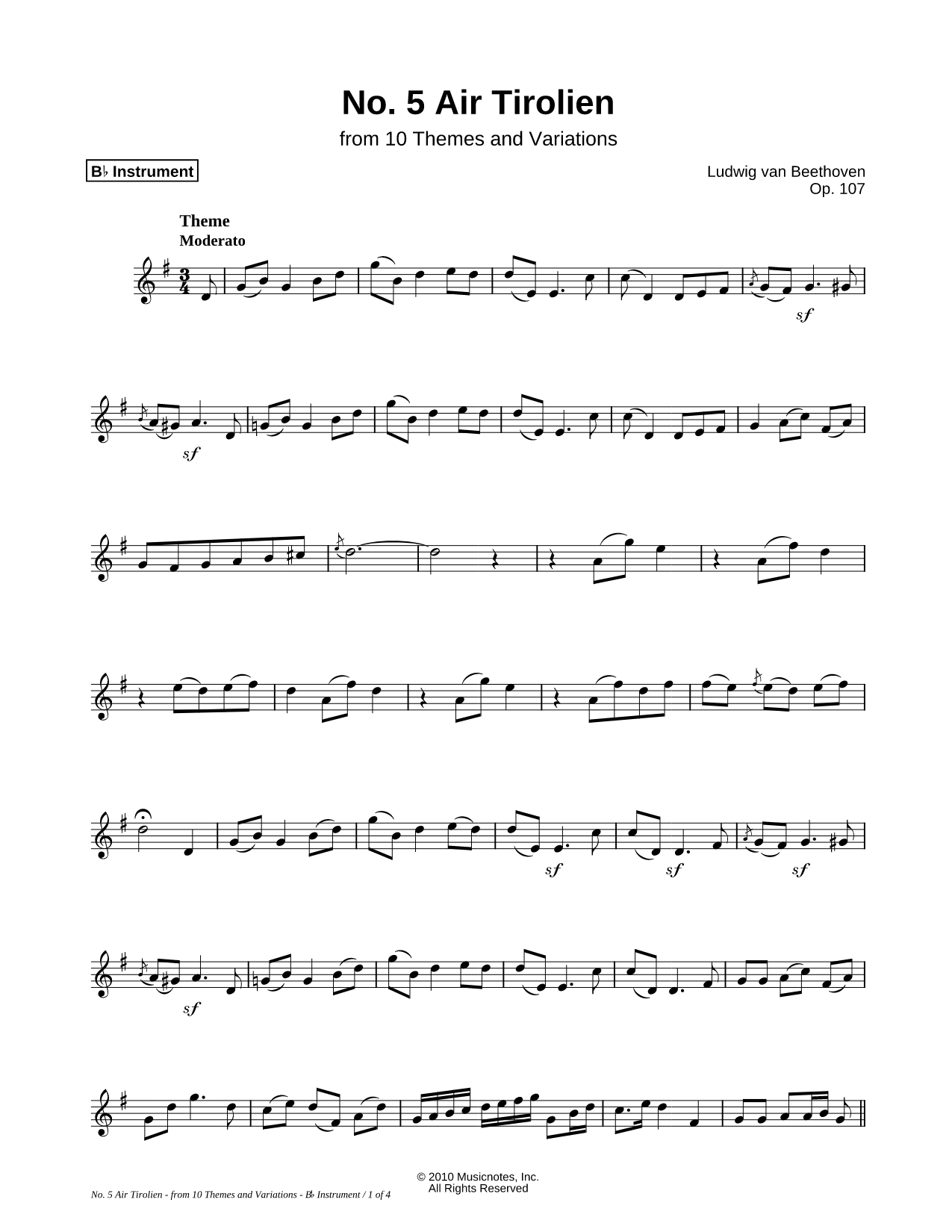 Air Tirolien, Op. 107, No. 5 - Bb Instrument