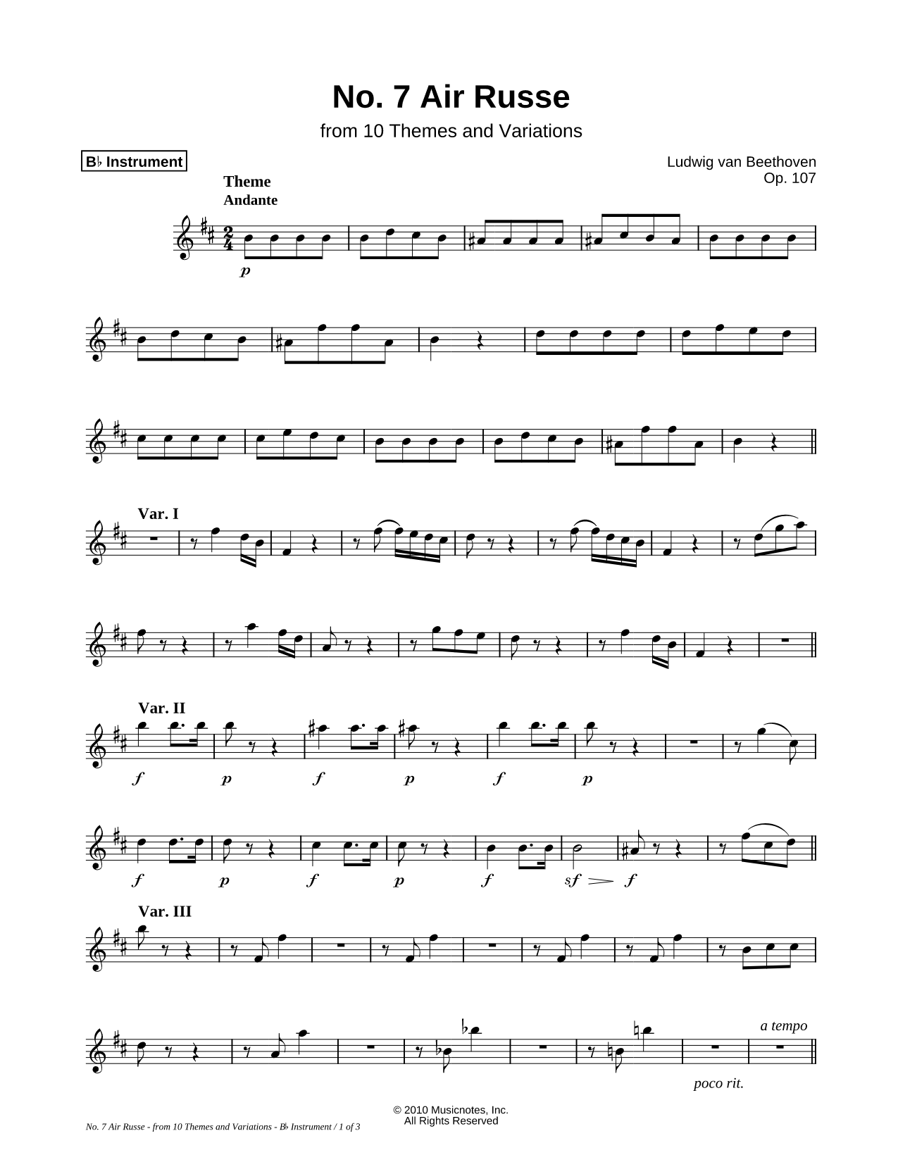 Air Russe, Op. 107, No. 7 - Bb Instrument