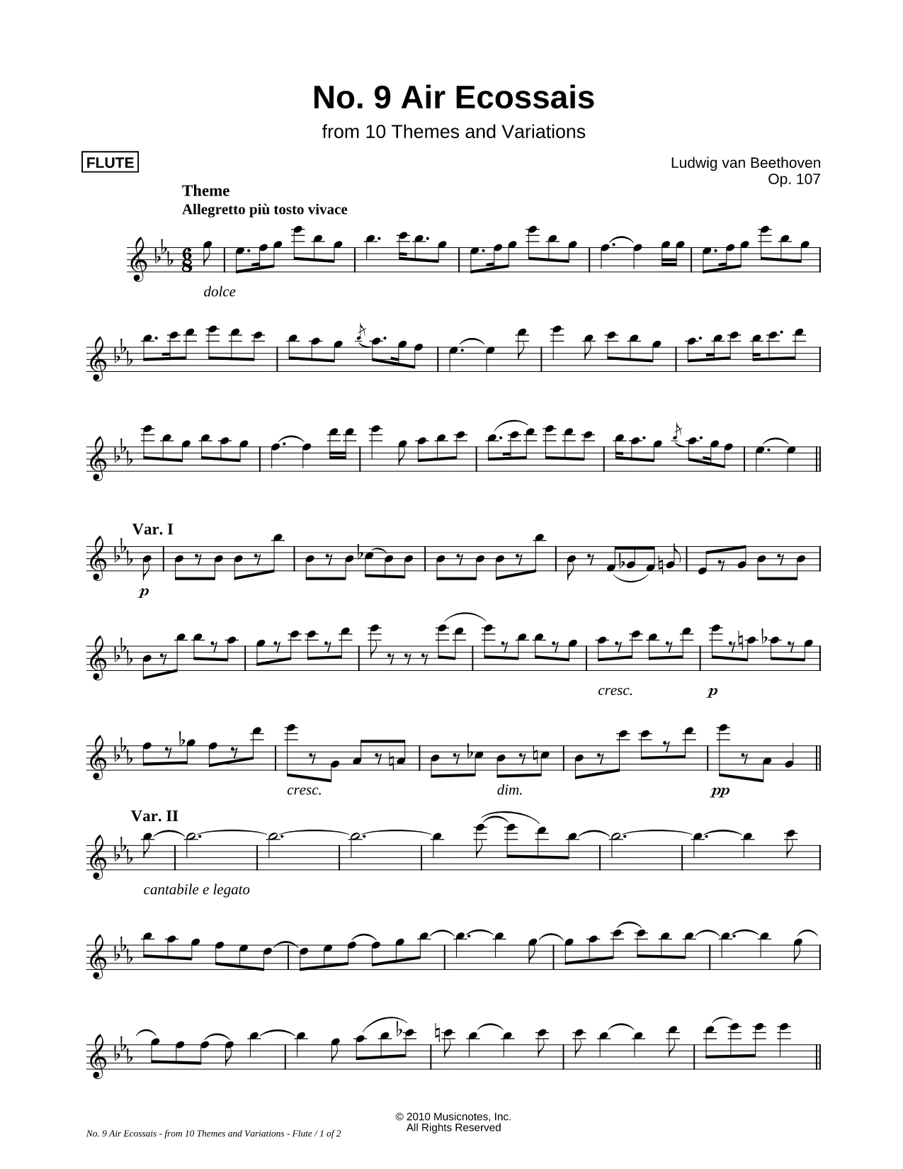Air Ecossais, Allegretto: Op. 107, No. 9 - C Instrument (Flute)