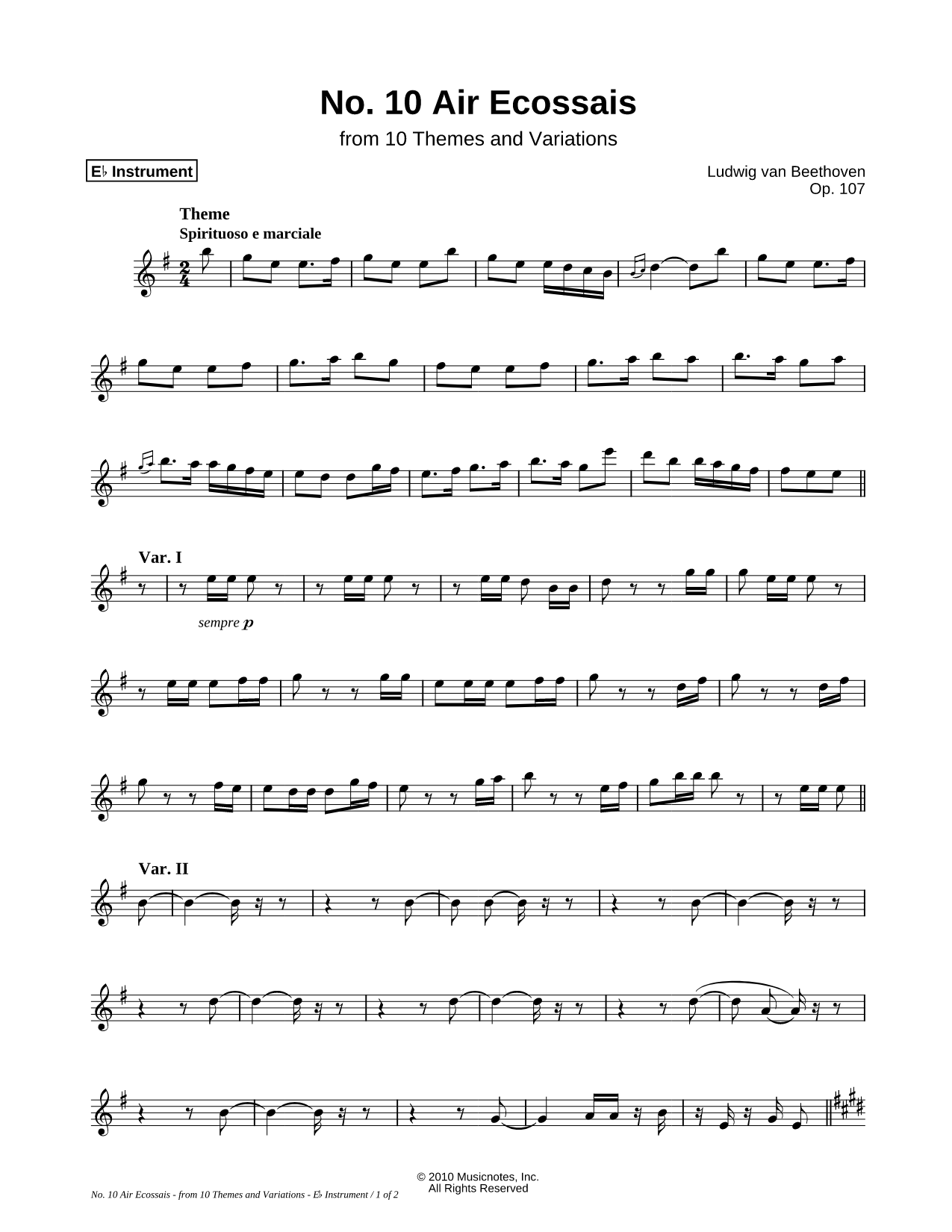 Air Ecossais, Spirituoso e Marciale: Opus 107, No. 10 - Eb Instrument