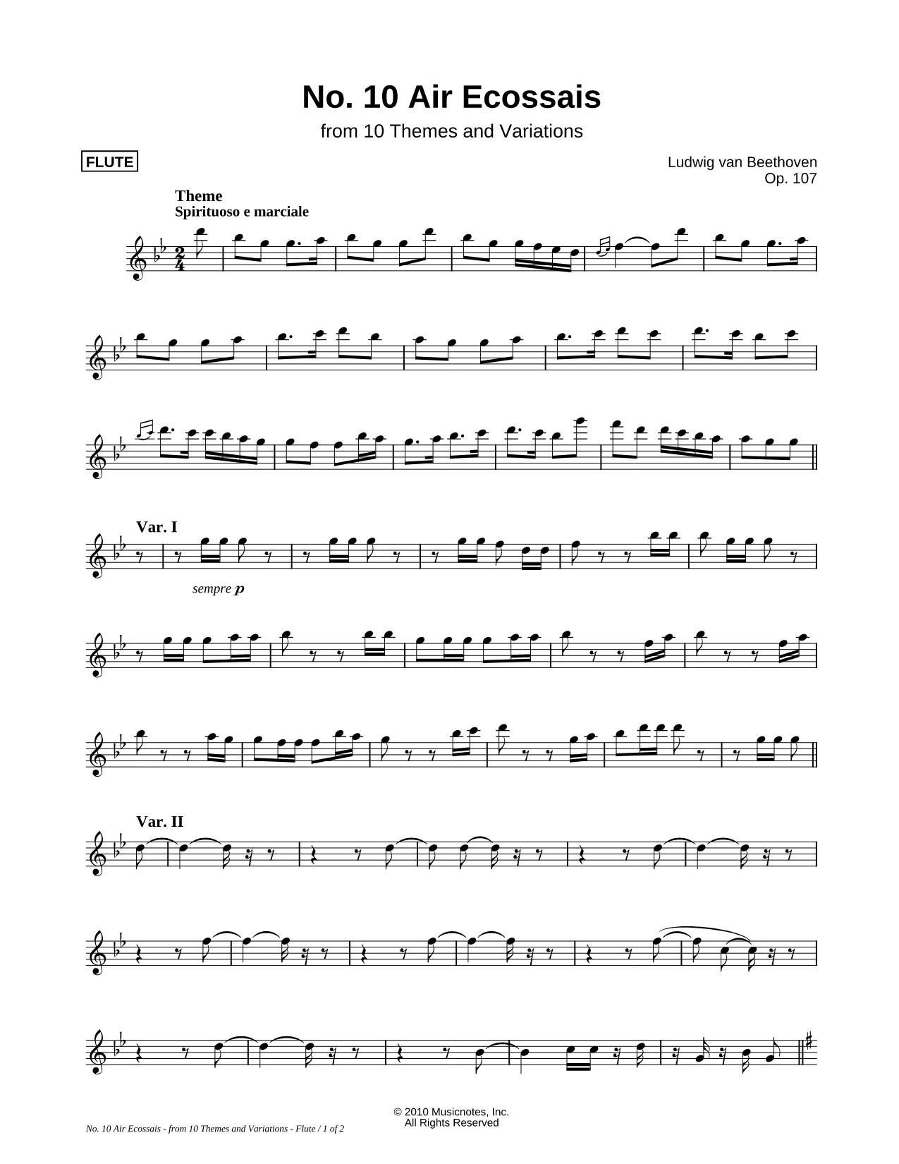 Air Ecossais, Spirituoso e Marciale: Opus 107, No. 10 - C Instrument (Flute)