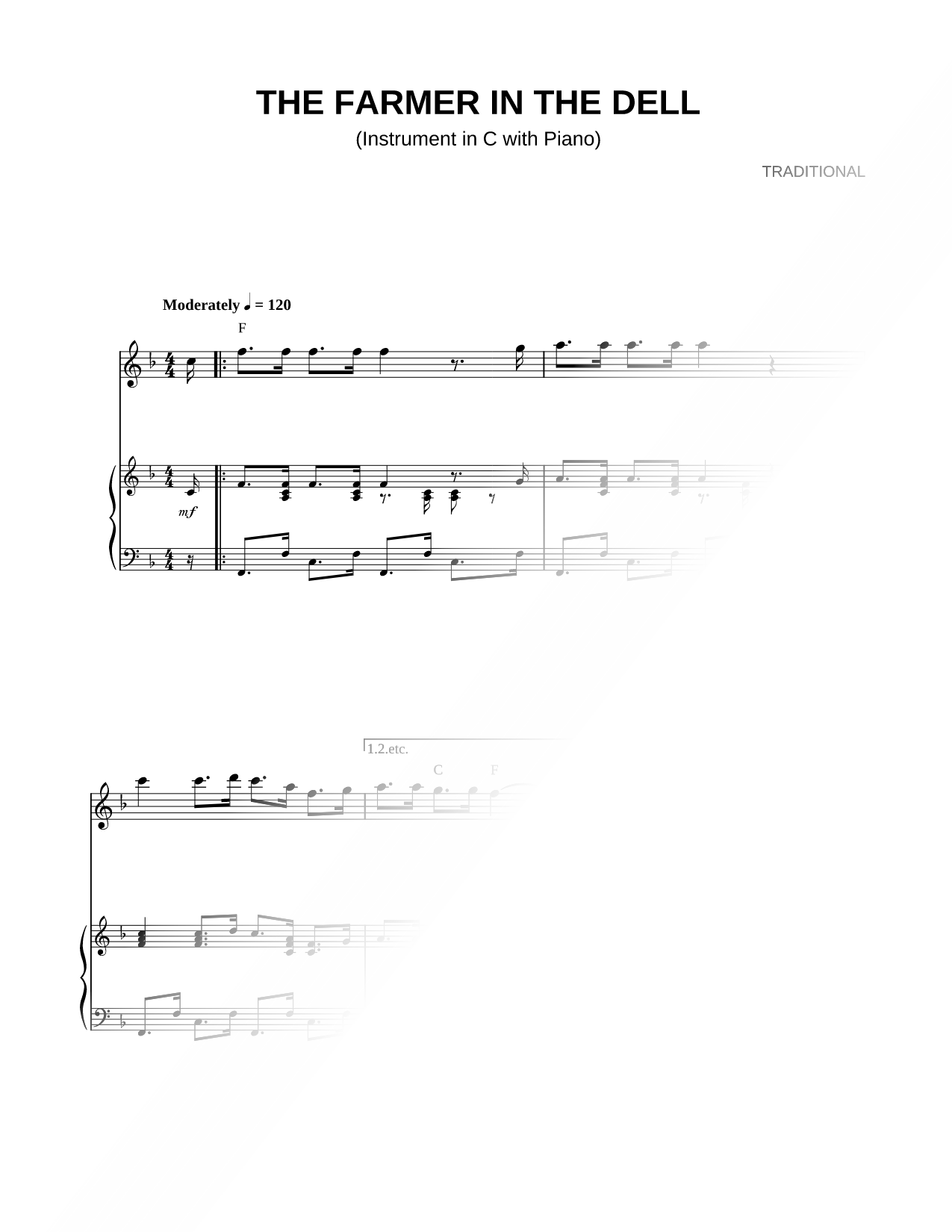 The Farmer In the Dell - Piano Accompaniment