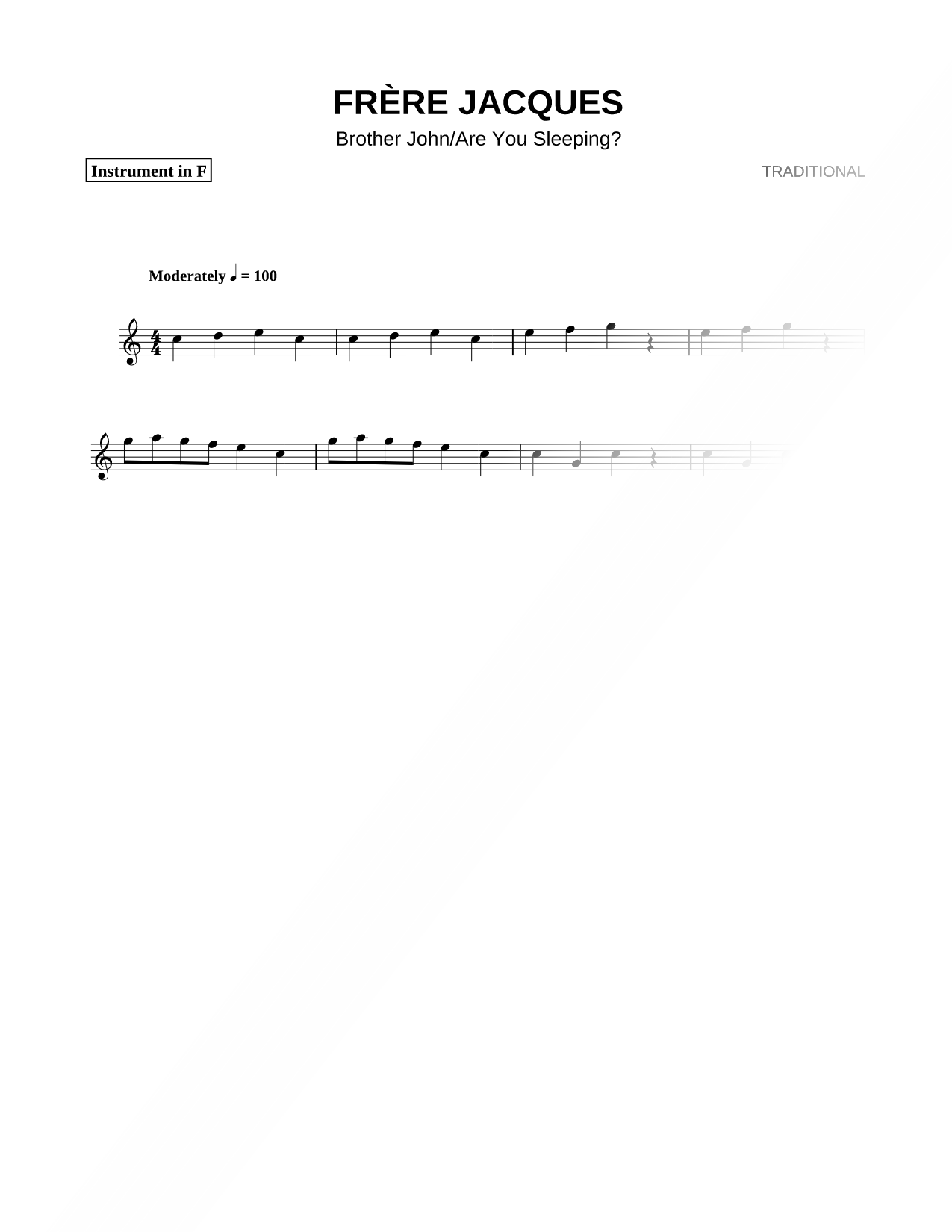 Frère Jacques - F Instrument