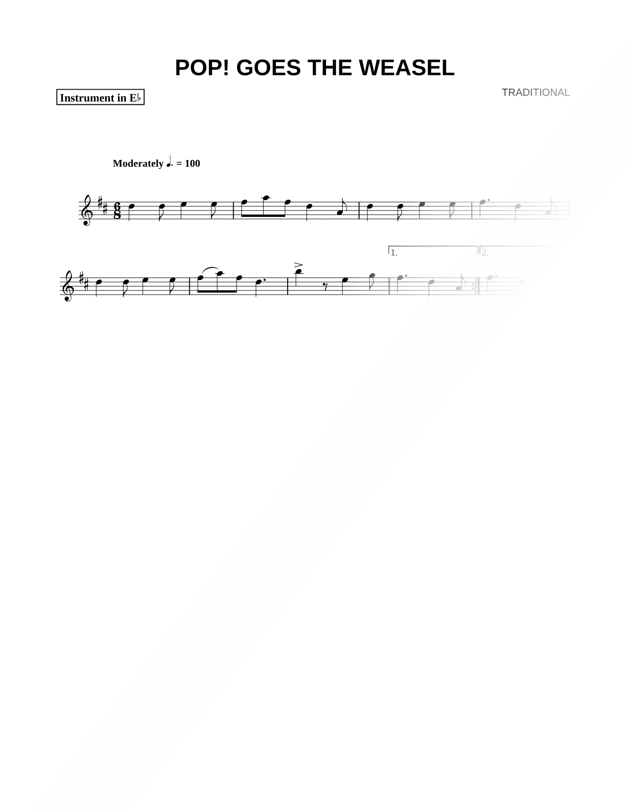 Pop! Goes the Weasel - Eb Instrument