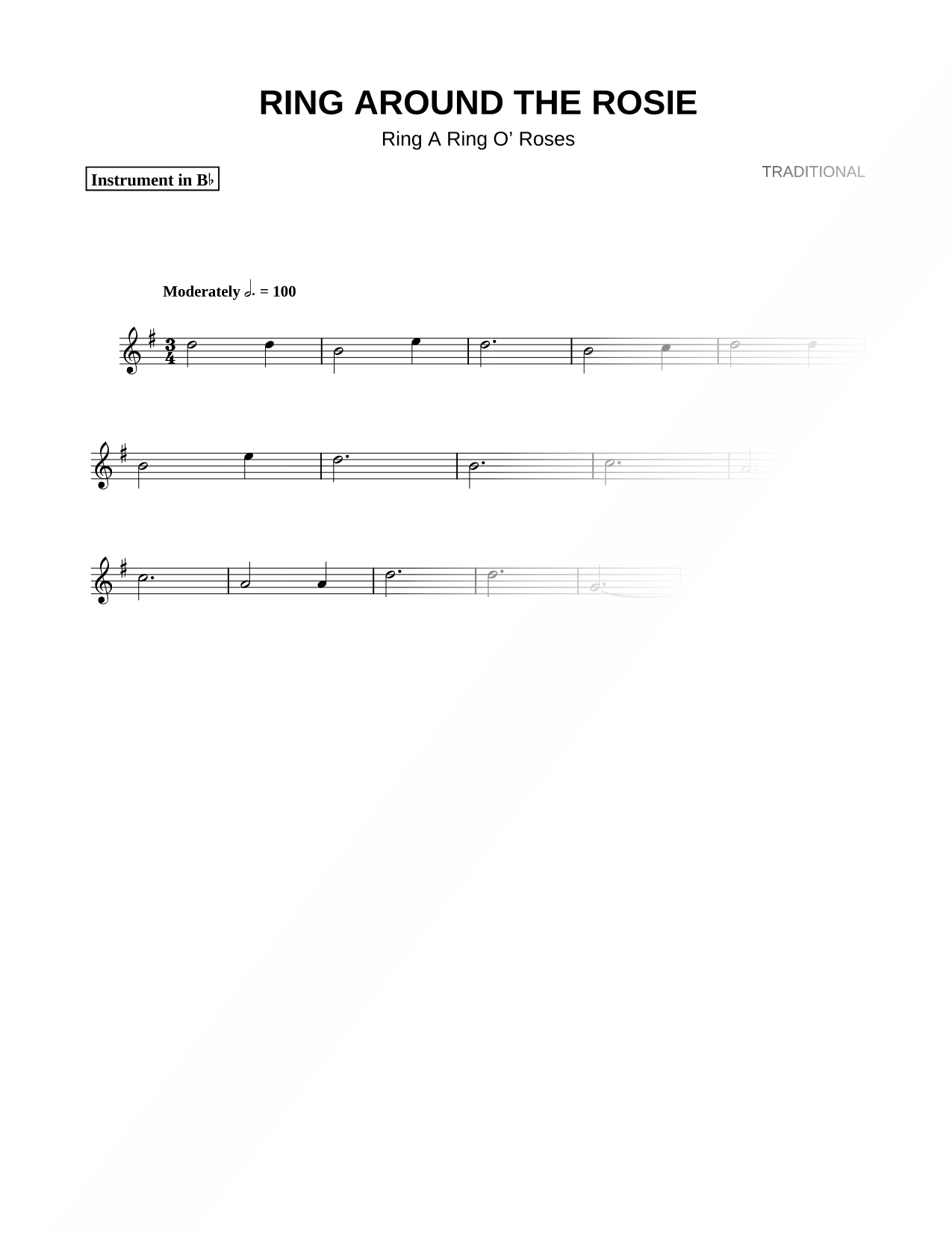 Ring Around the Rosie - Bb Instrument