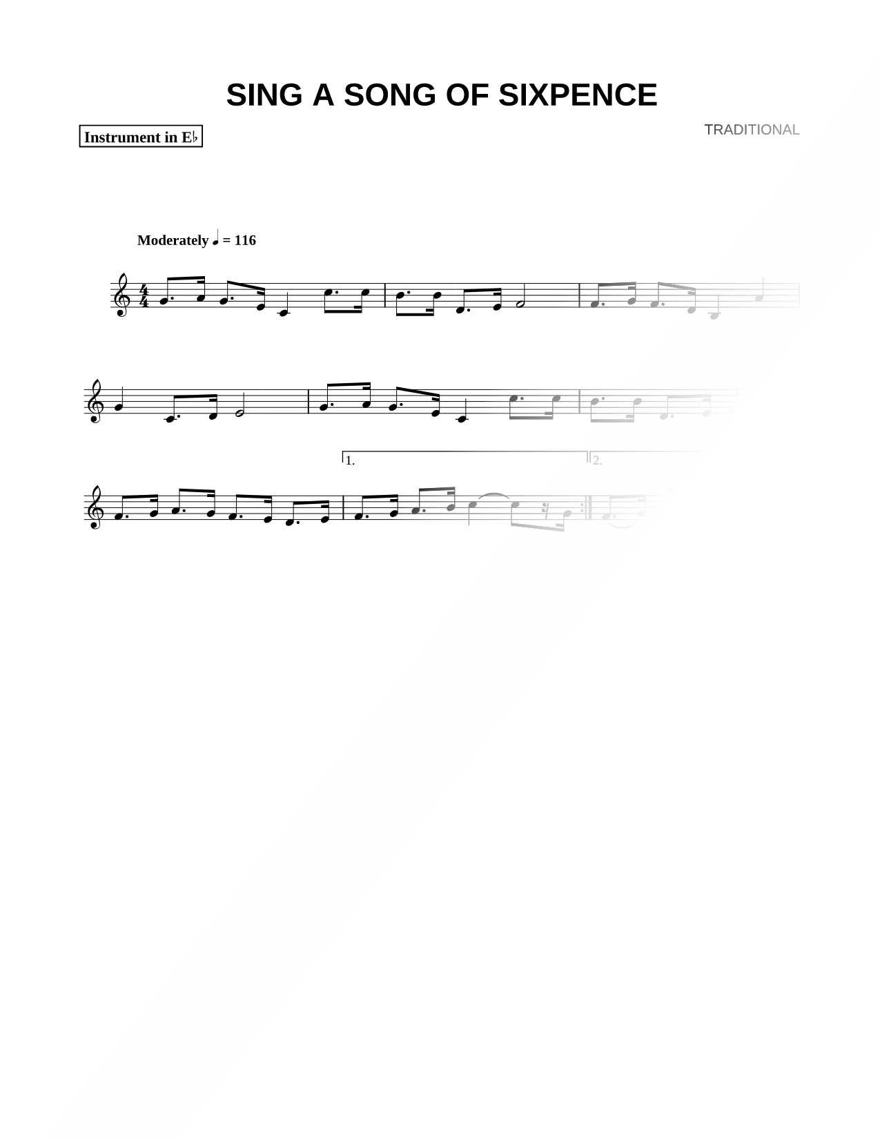 Sing a Song of Sixpence - Eb Instrument