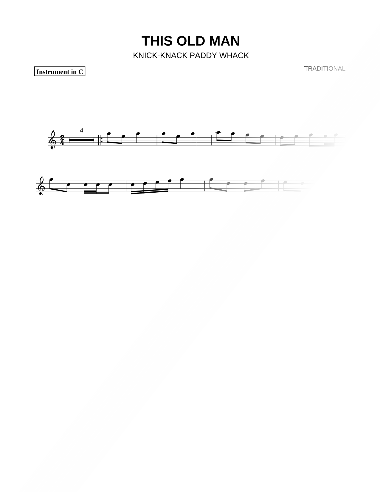 This Old Man - C Instrument
