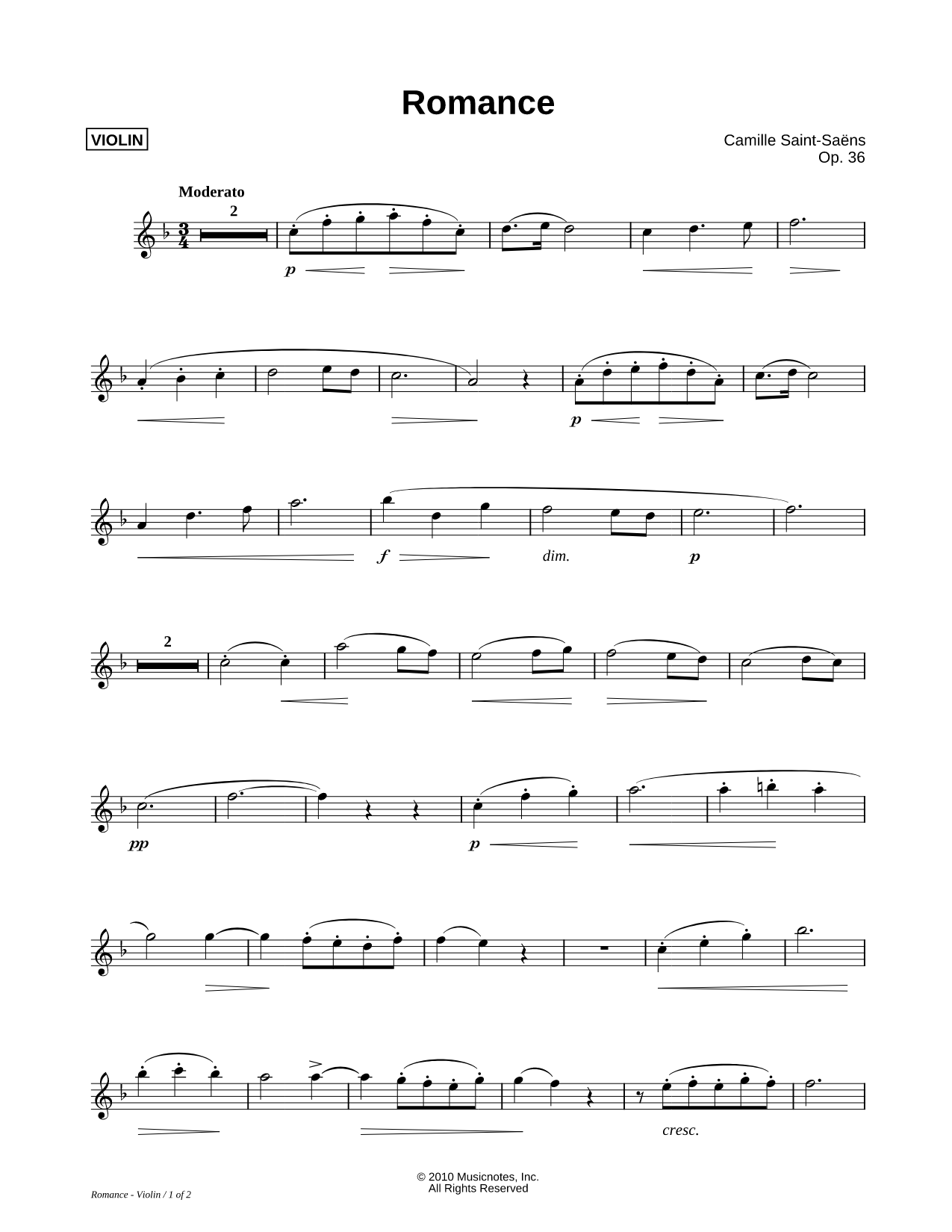 Romance, Op. 36 - C Instrument