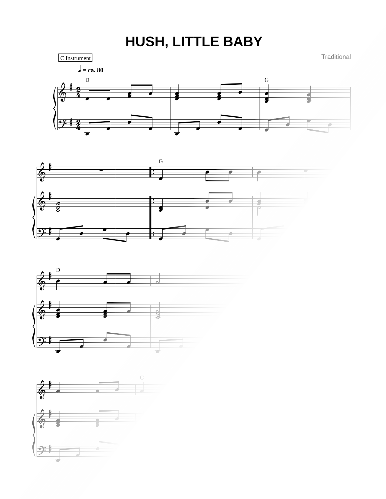 Hush, Little Baby - Piano Accompaniment