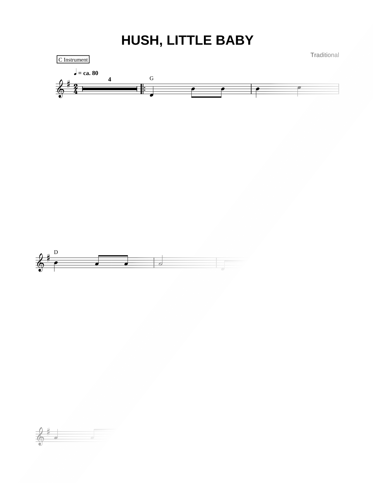 Hush, Little Baby - C Instrument