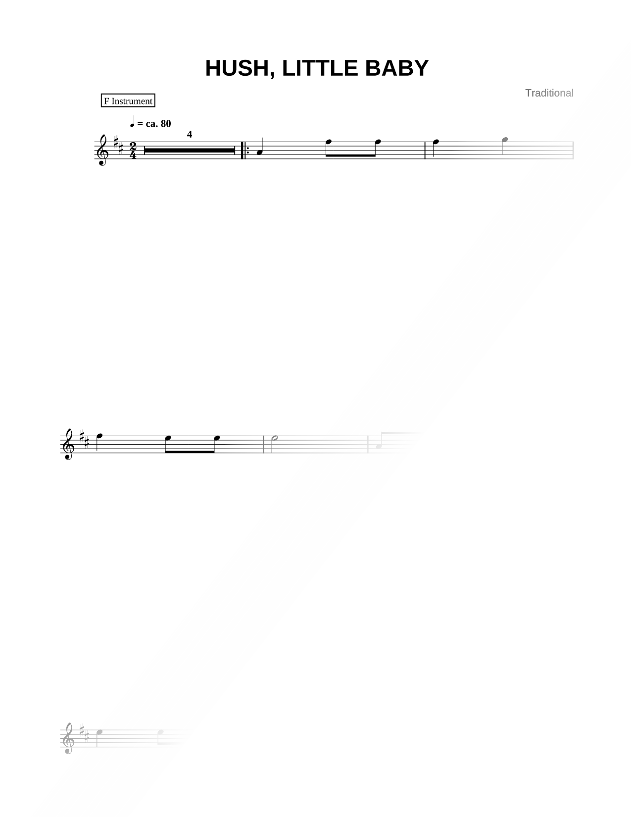Hush, Little Baby - F Instrument