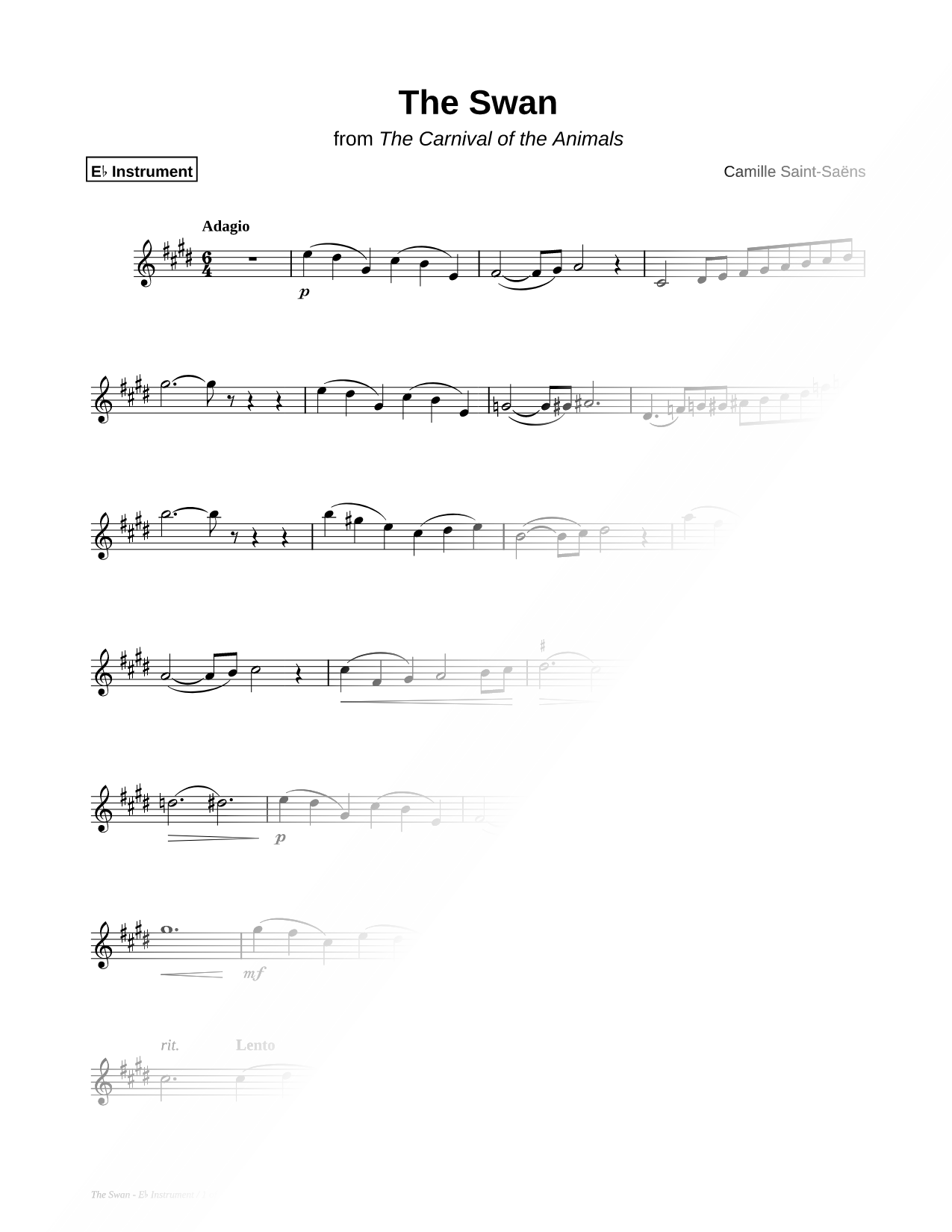 The Swan (Le Cygne) - Eb Instrument