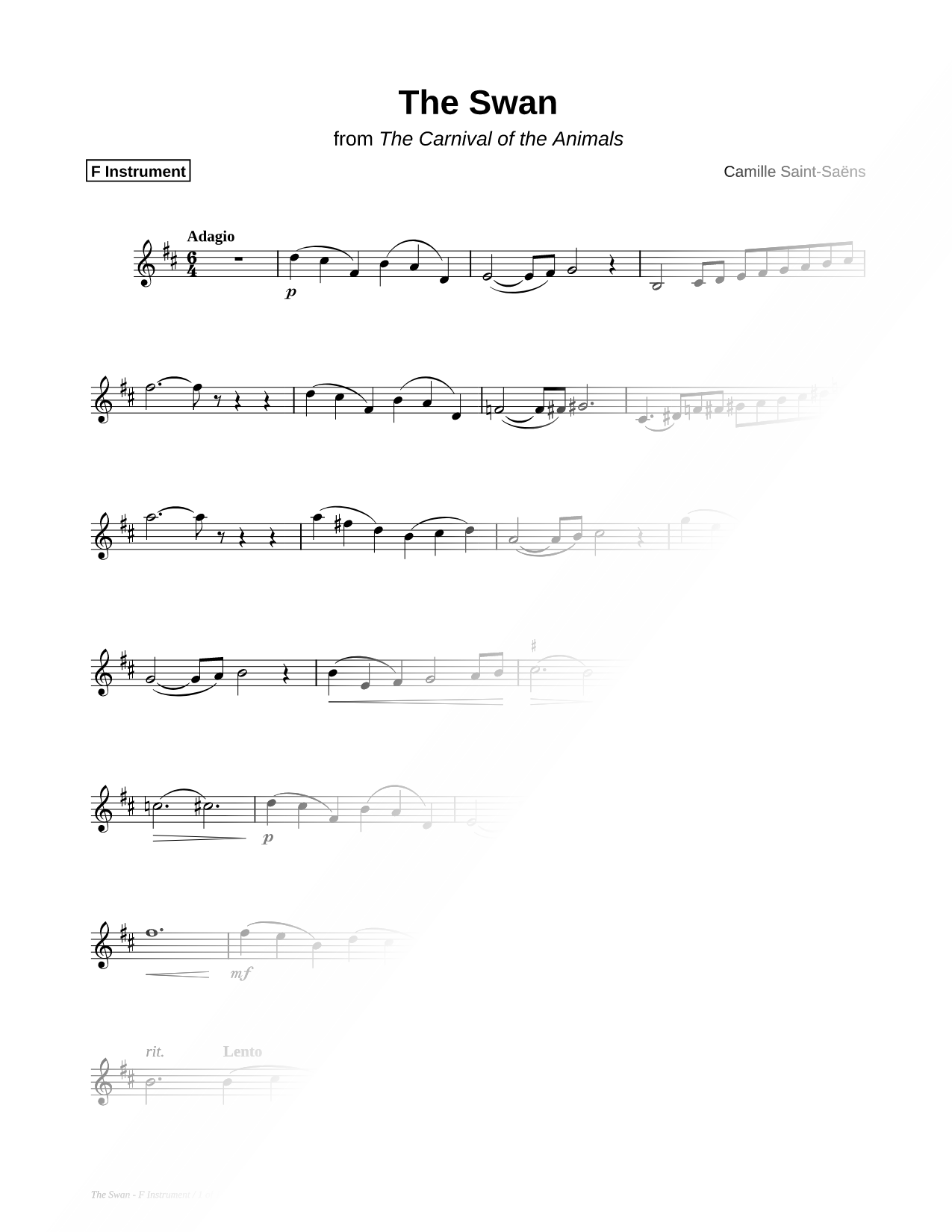 The Swan (Le Cygne) - F Instrument