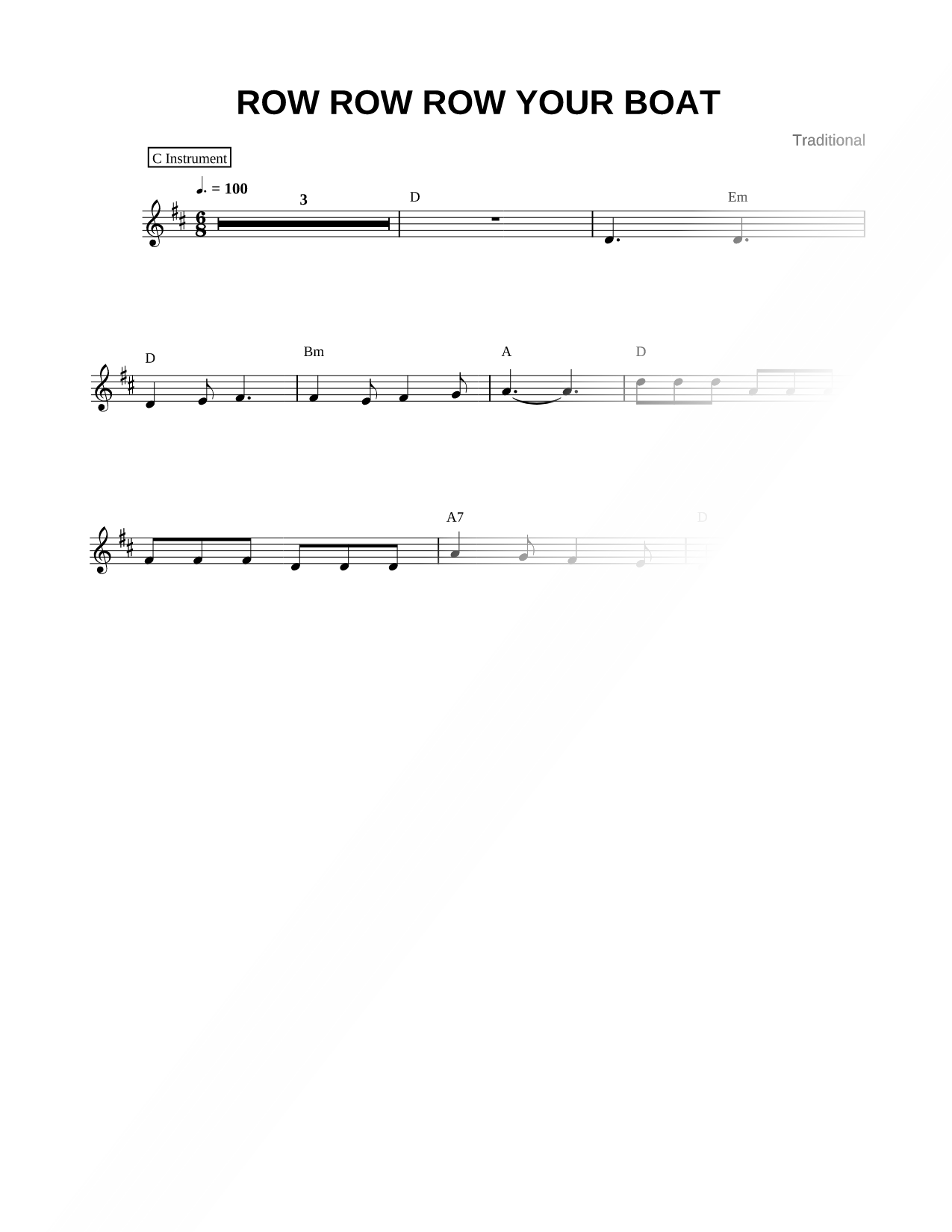 Row, Row, Row Your Boat - C Instrument