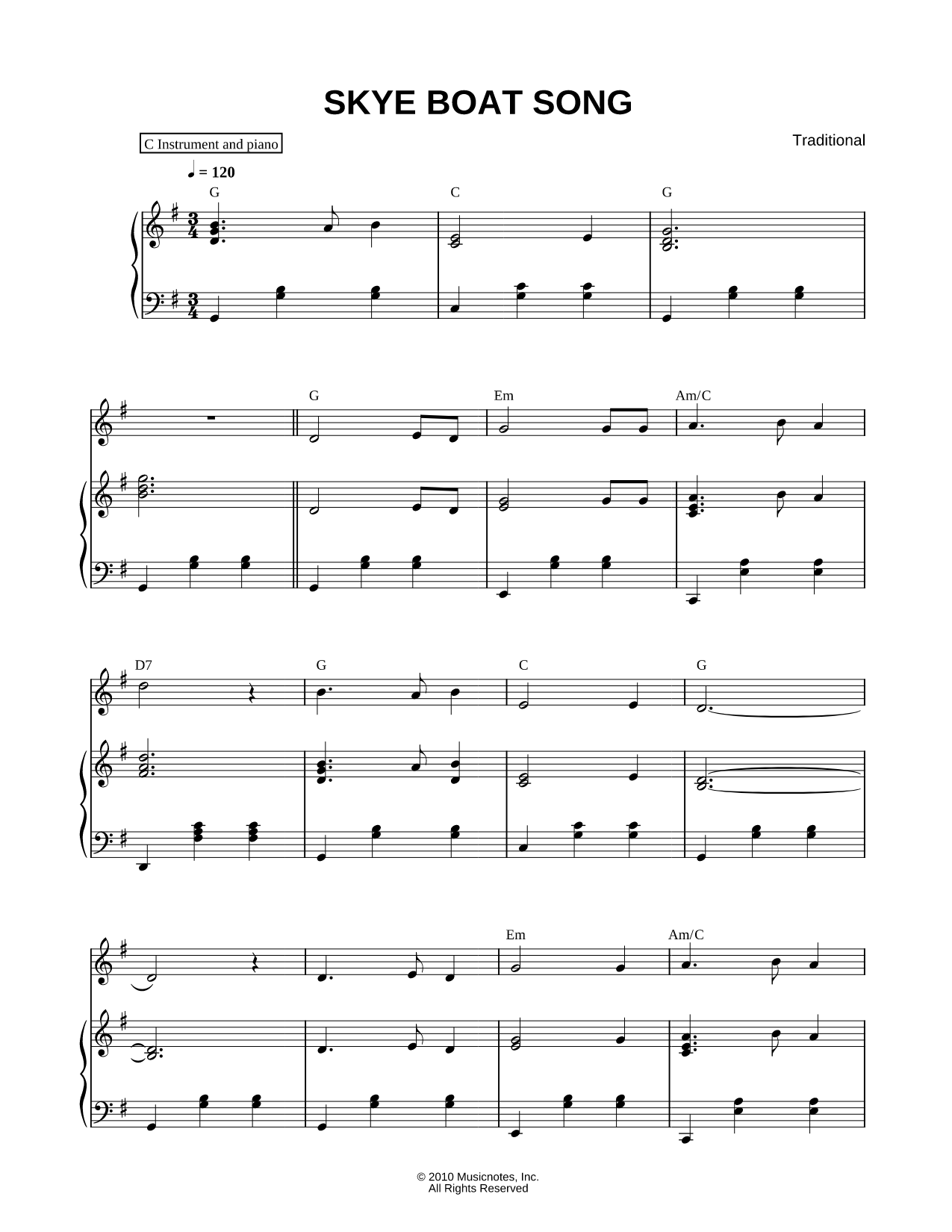 Skye Boat Song - Piano Accompaniment