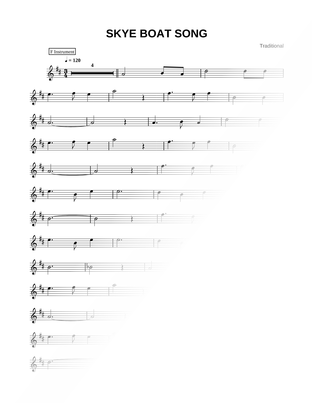 Skye Boat Song - F Instrument