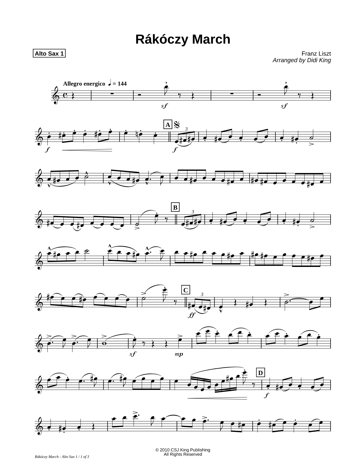 Rakoczy March - Alto Saxophone (part 1)