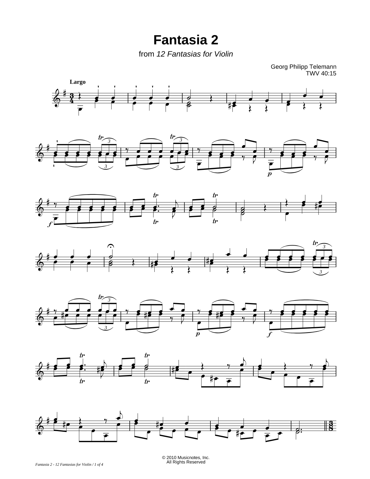 12 Fantasias for Violin: Fantasia 2