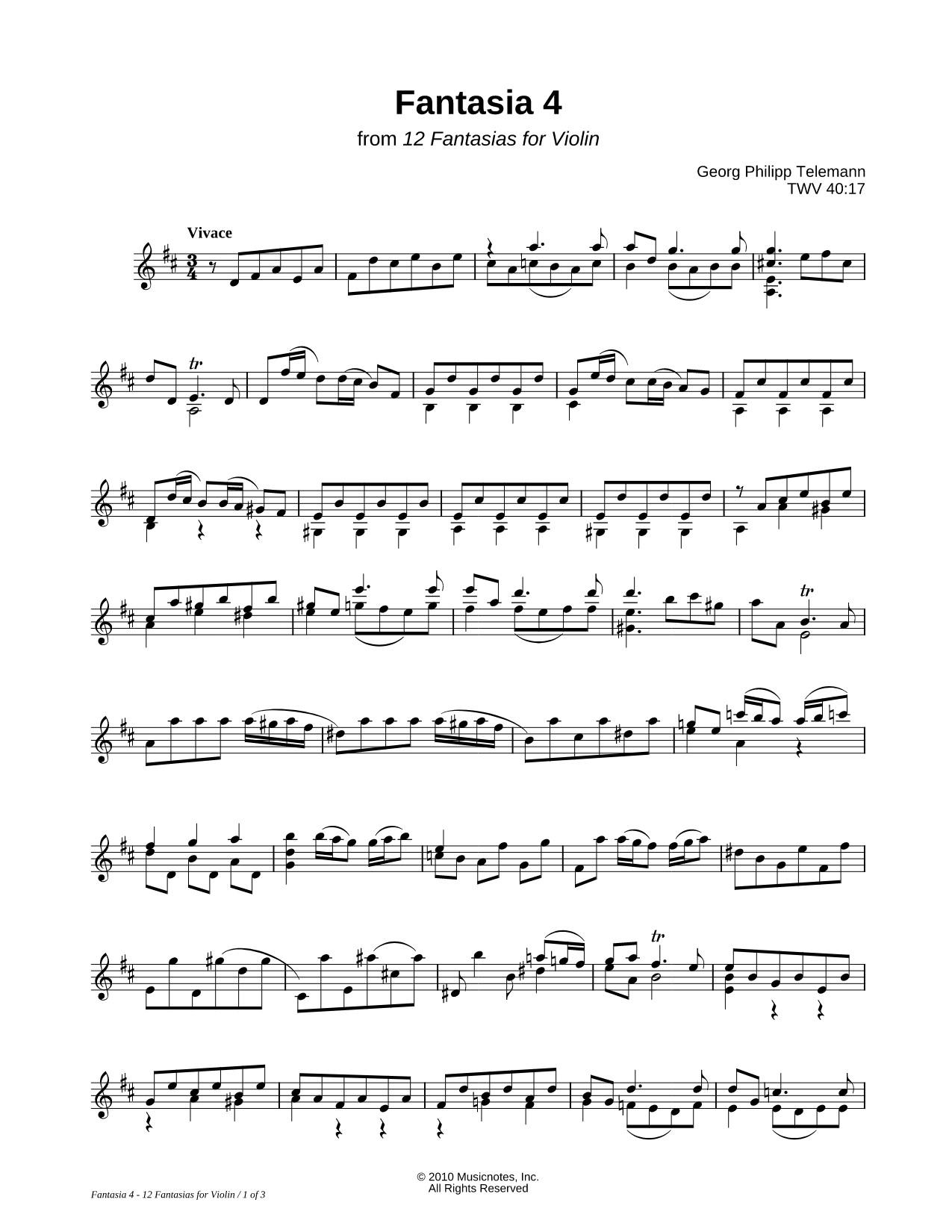 12 Fantasias for Violin: Fantasia 4