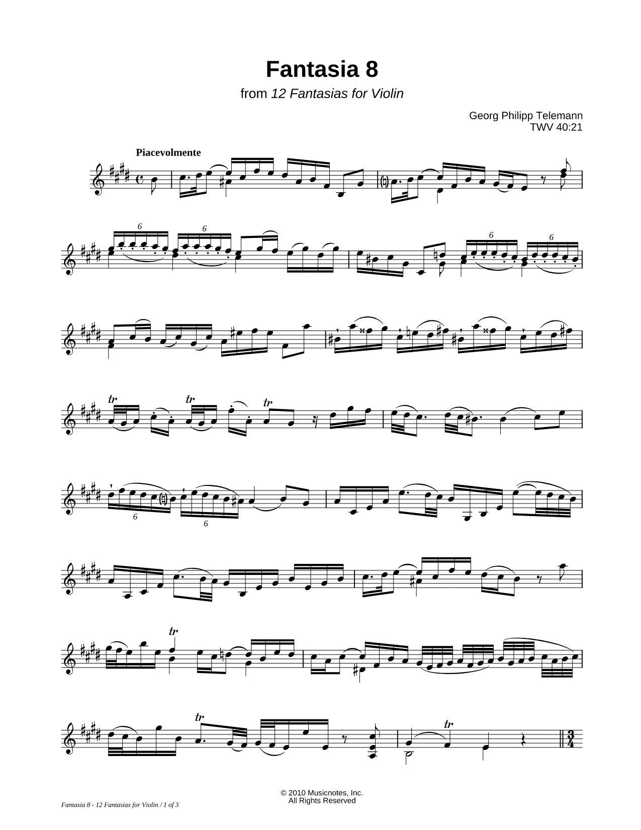 12 Fantasias for Violin: Fantasia 8