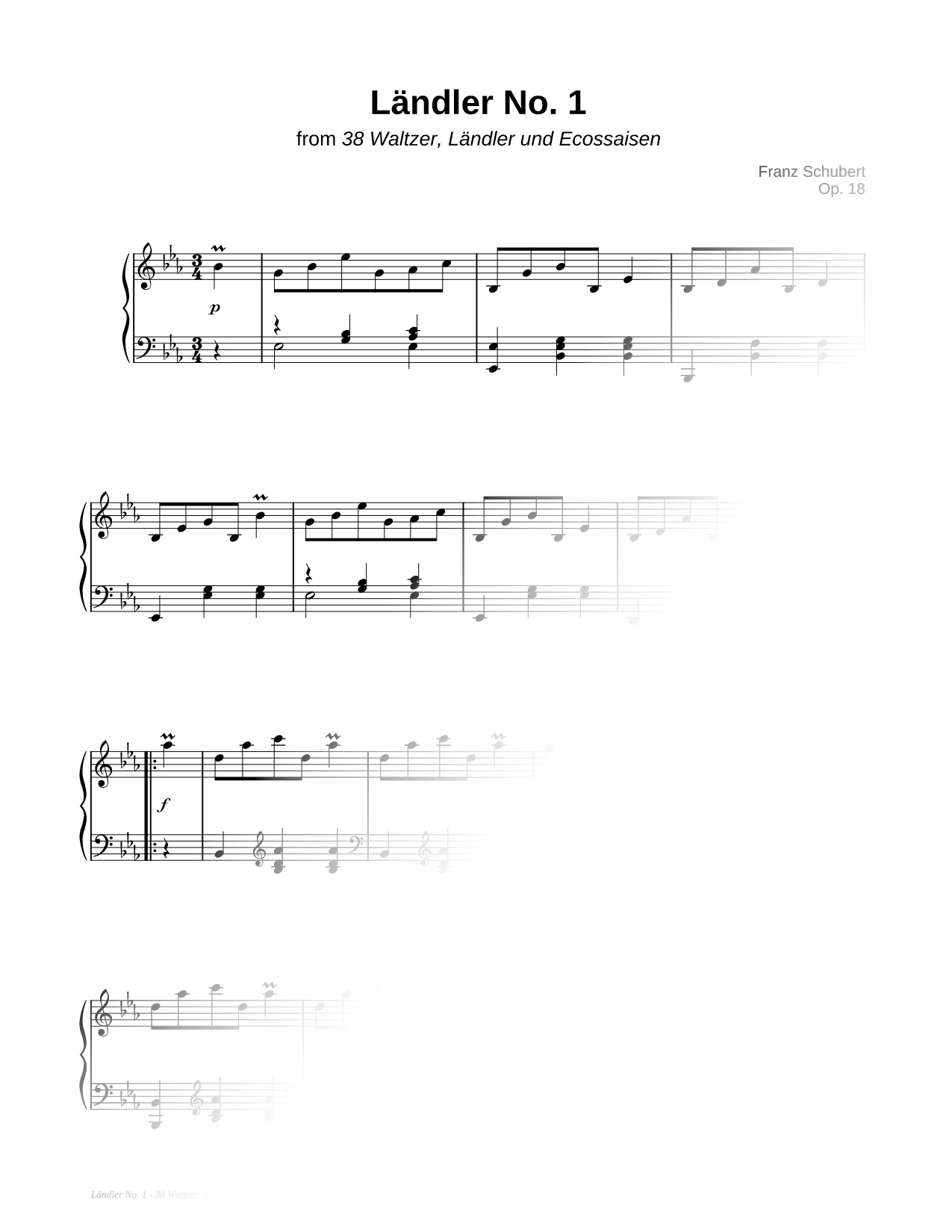 38 Waltzer, Ländler und Ecossaisen, Opus 18: Ländler No. 1