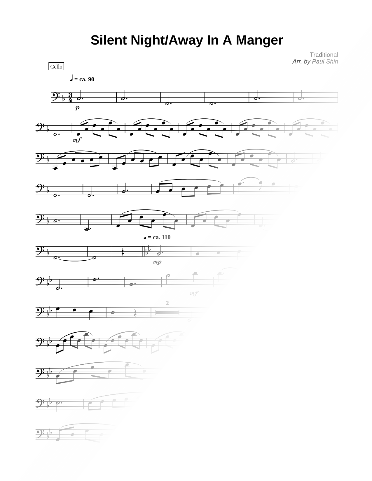 Silent Night / Away In a Manger - Cello (Part 4)