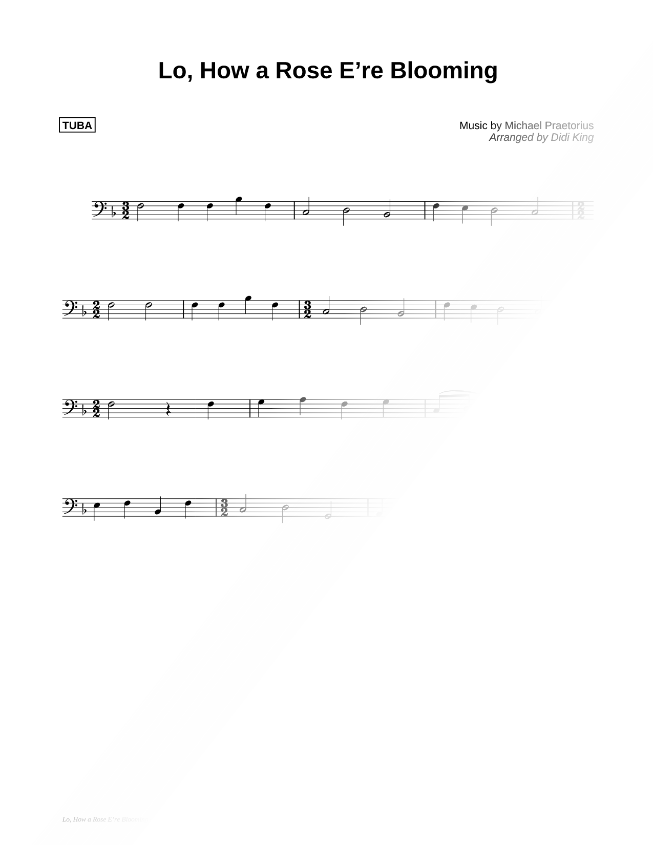 Lo, How a Rose E'er Blooming - Tuba (Part 4)