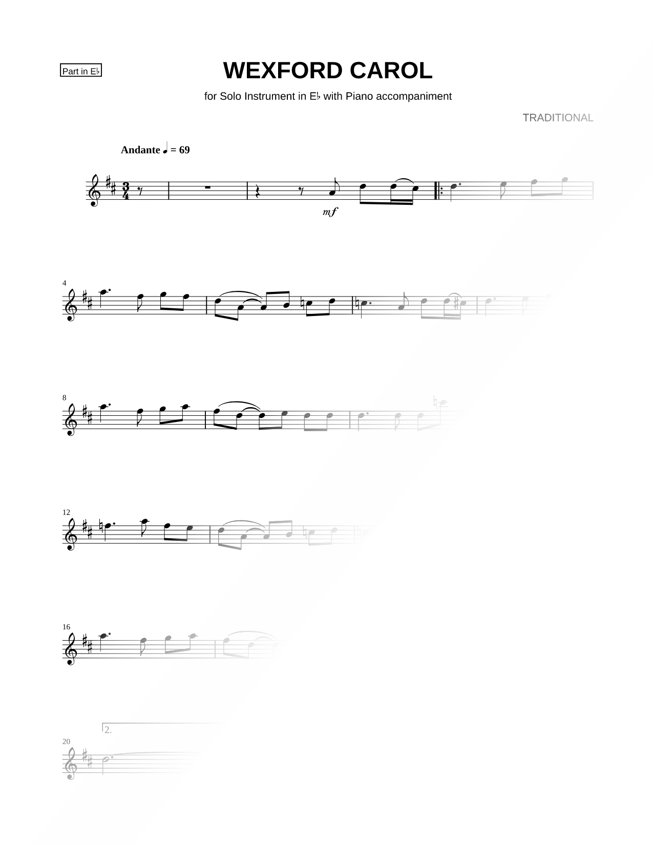 Wexford Carol - Eb Instrument