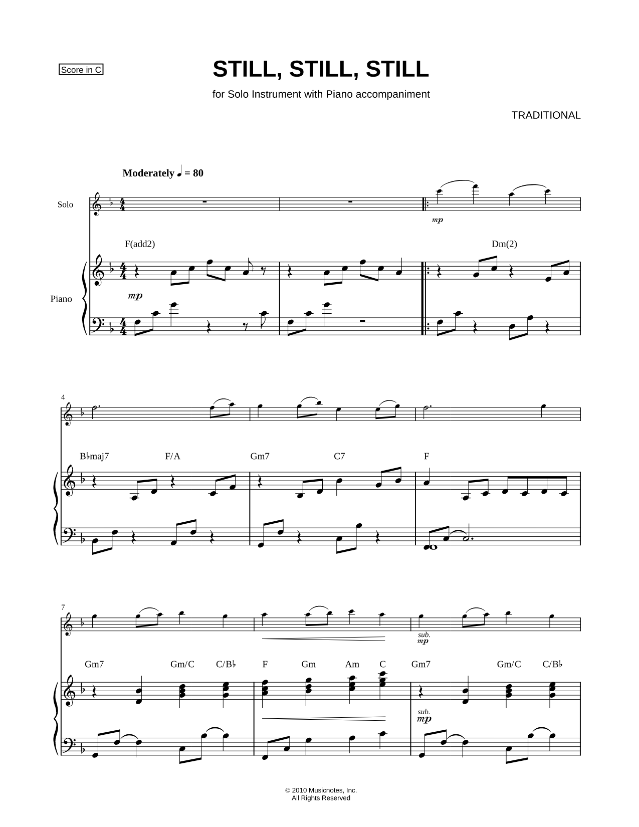 Still, Still, Still - Piano Accompaniment (Any Instrument)