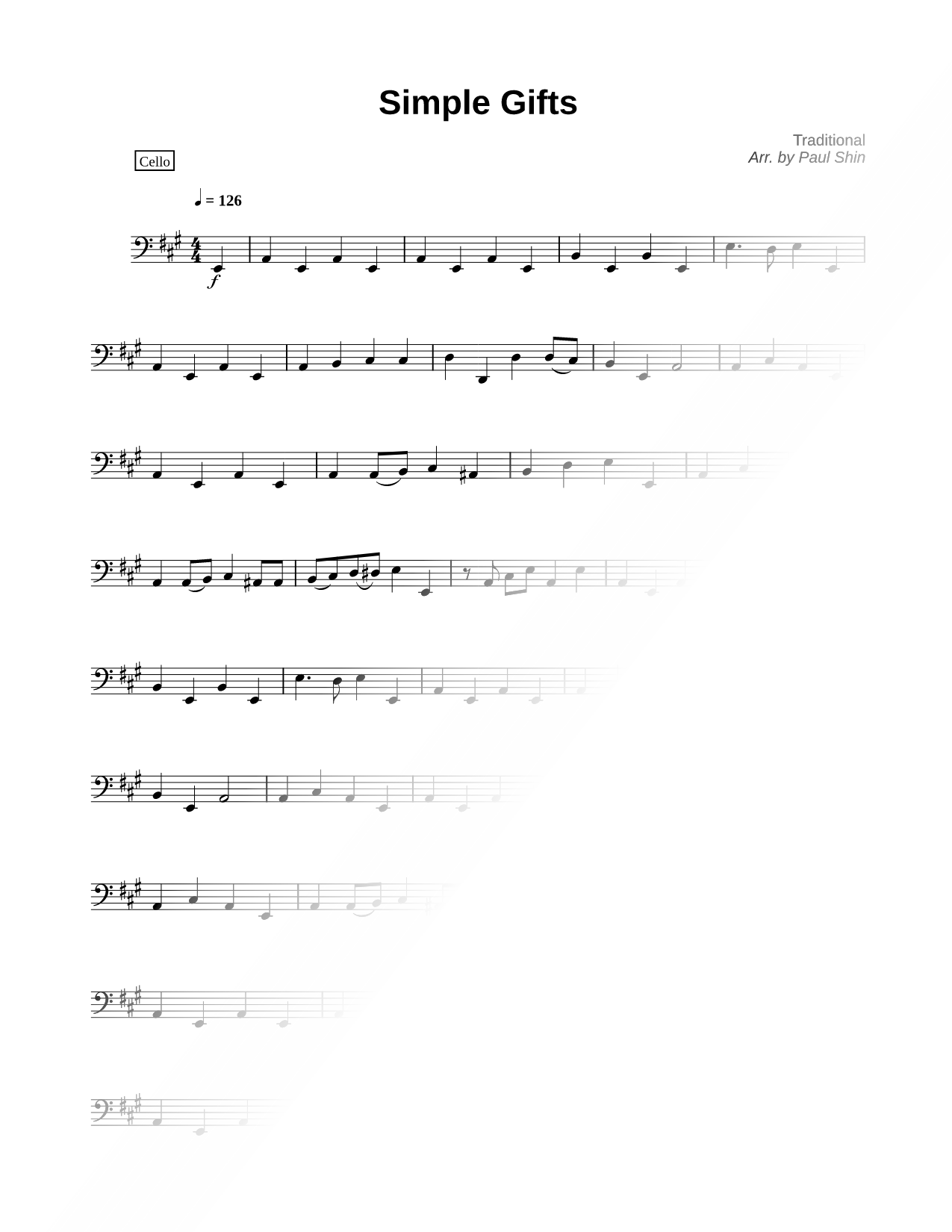 Simple Gifts - Cello (Part 4)