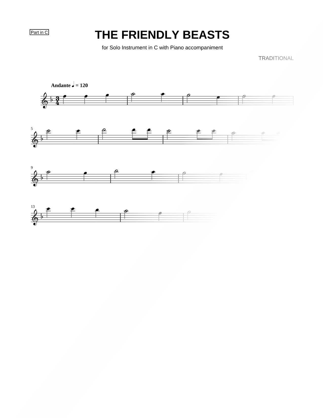 The Friendly Beasts - C Instrument