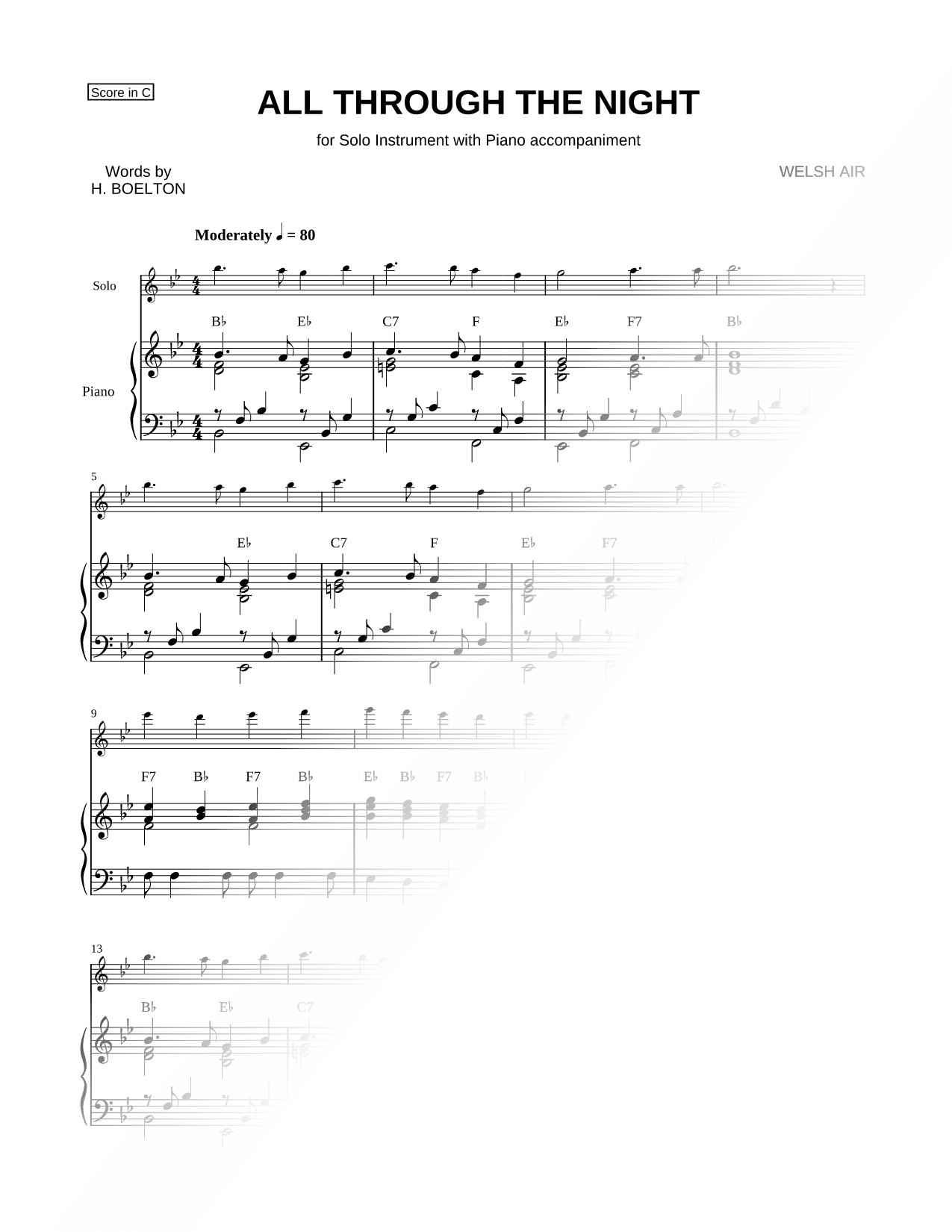All Through the Night - Piano Accompaniment