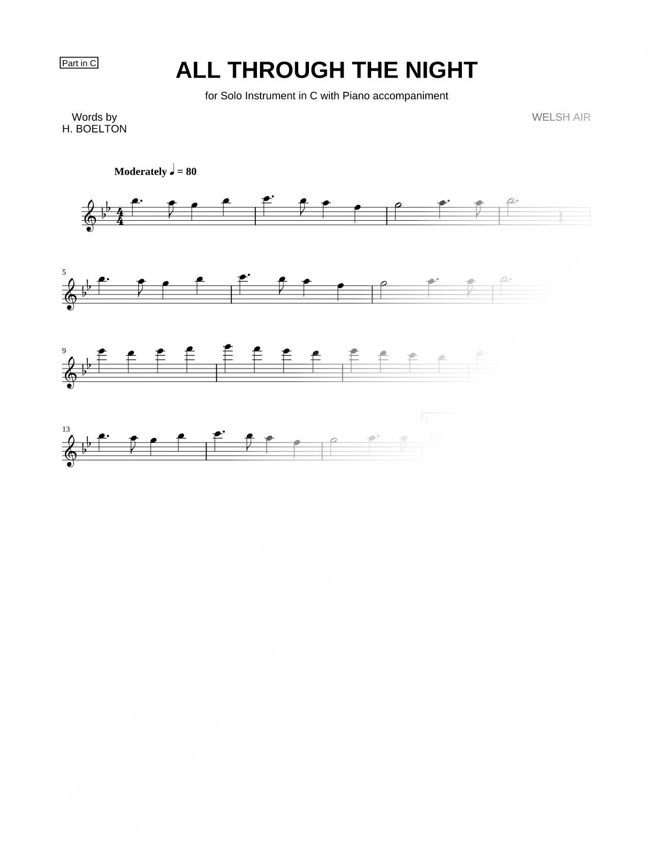 All Through the Night - C Instrument
