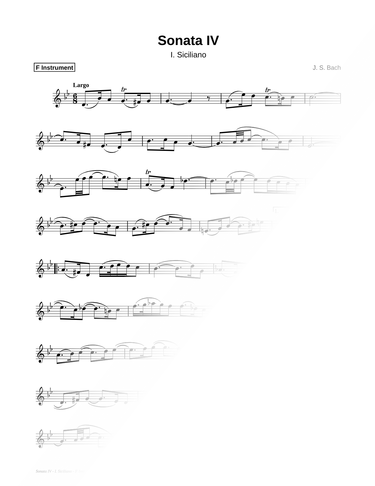 Sonata IV, BWV 1017: I. Siciliano - F Instrument