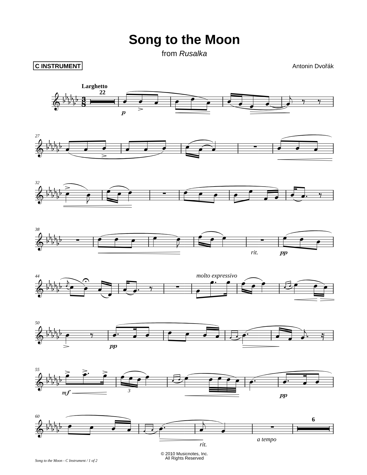 Song to the Moon - C Instrument