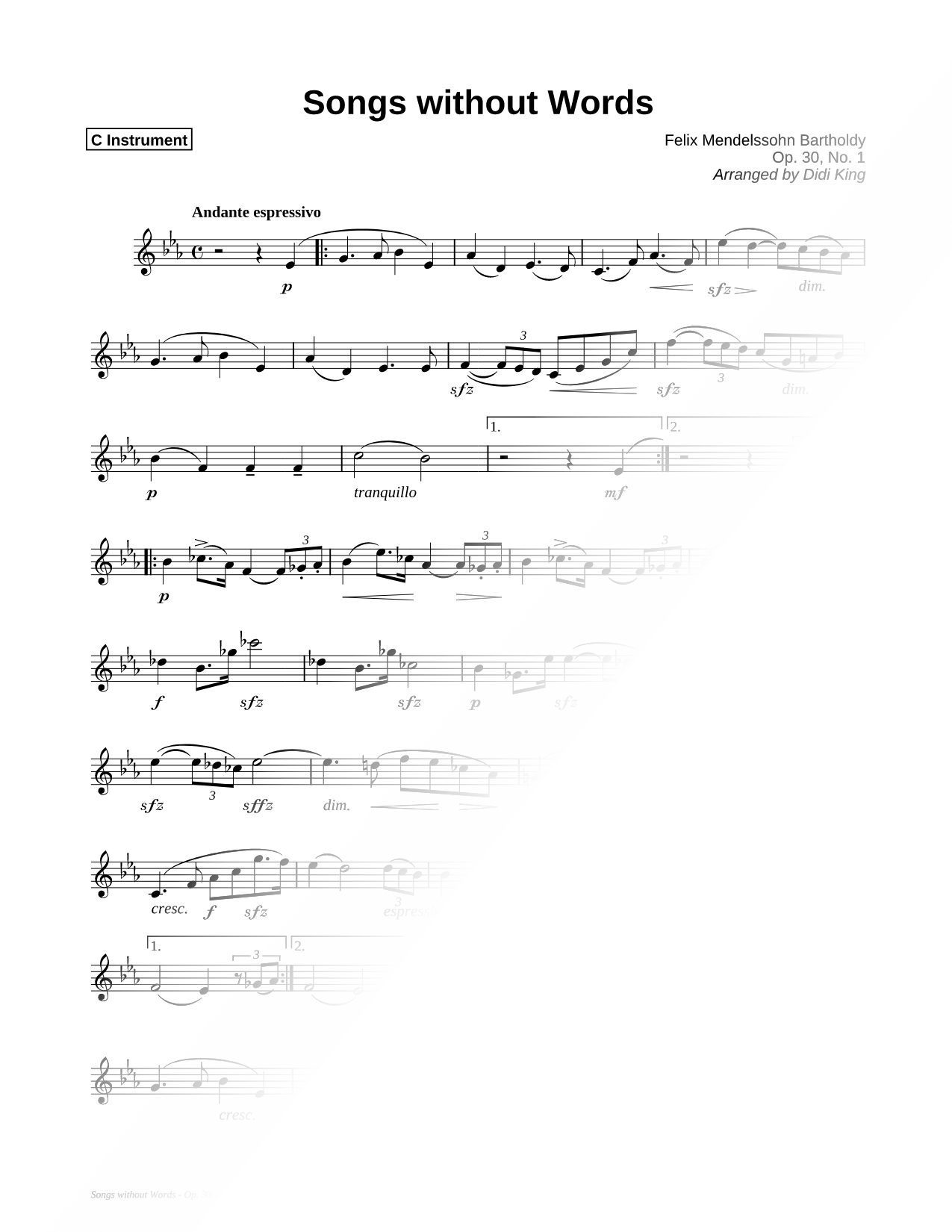 Songs Without Words - C Instrument