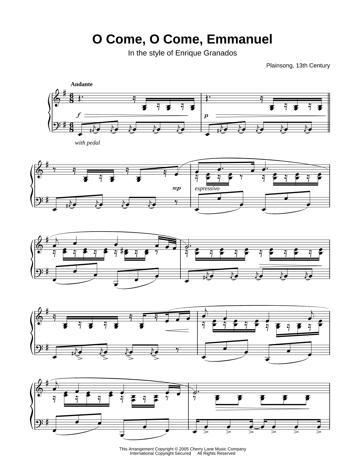 O Come, O Come, Emmanuel - In the style of Enrique Granados