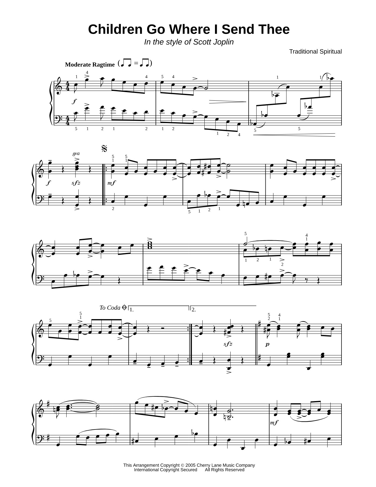 Children, Go Where I Send Thee - In the style of Scott Joplin