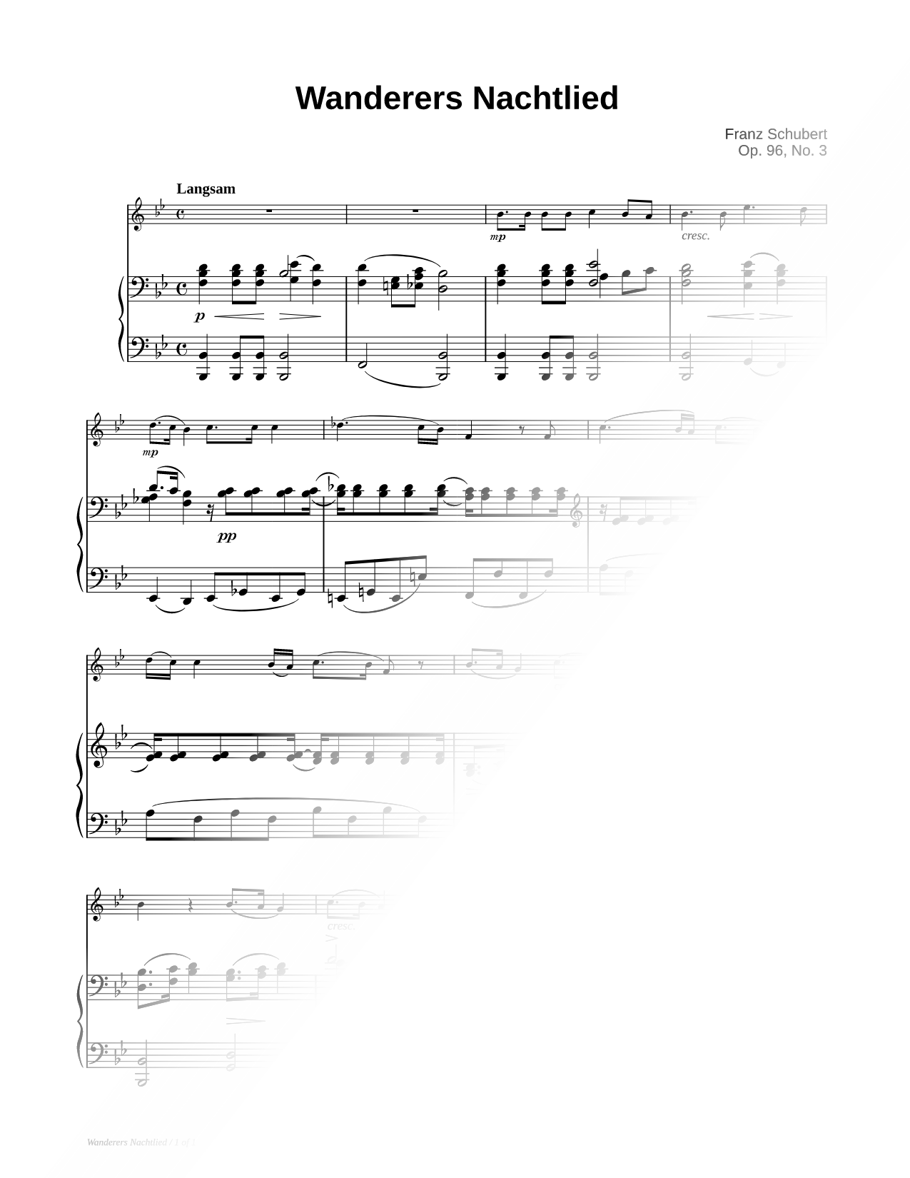 Wandrers Nachtlied - Piano Accompaniment
