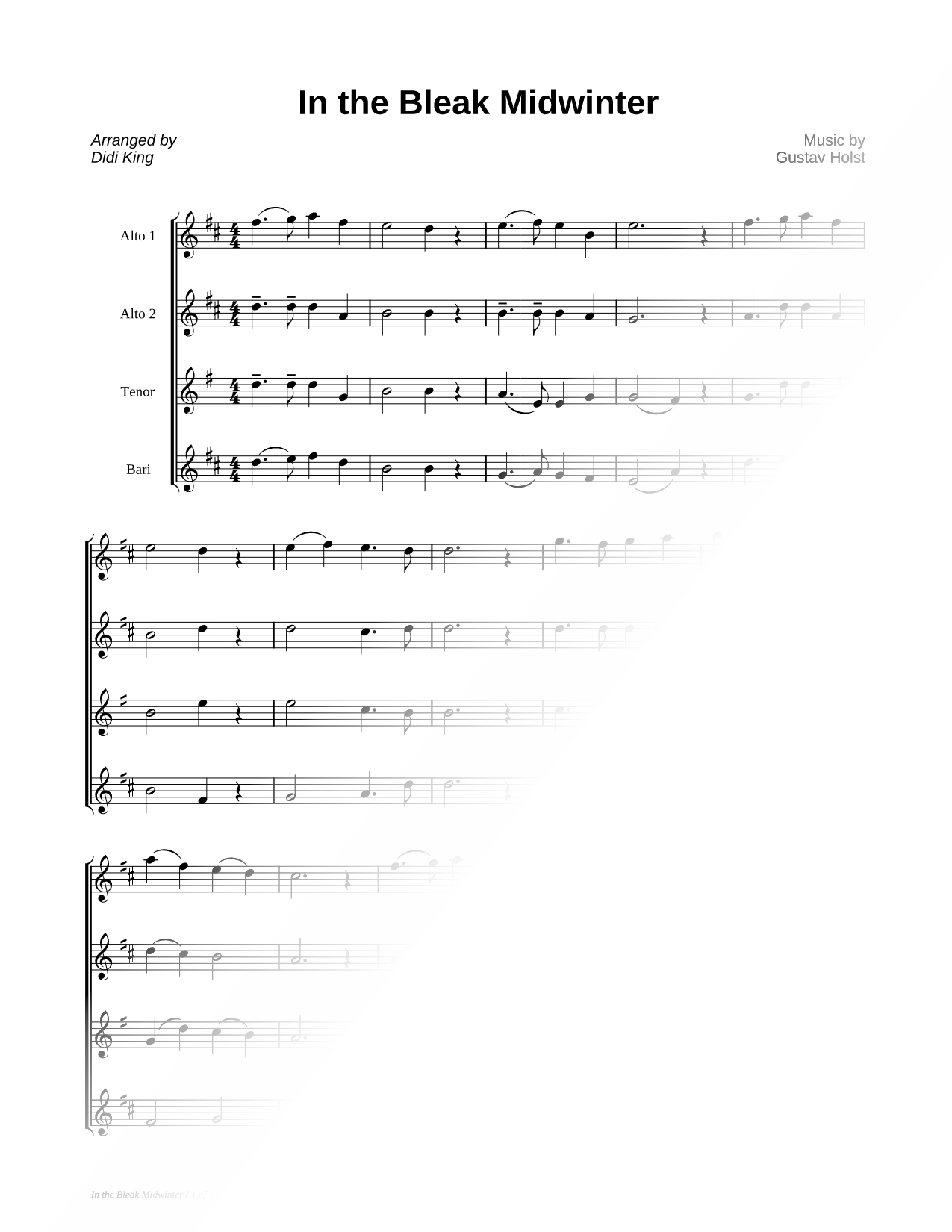 In the Bleak Midwinter - Score (Saxophone Quartet)