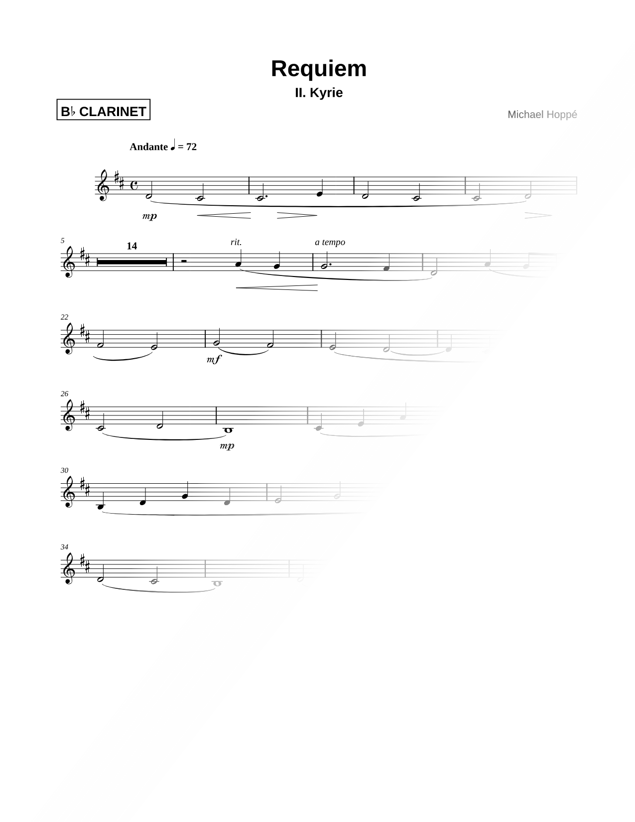 Requiem, II. Kyrie - Clarinet Part