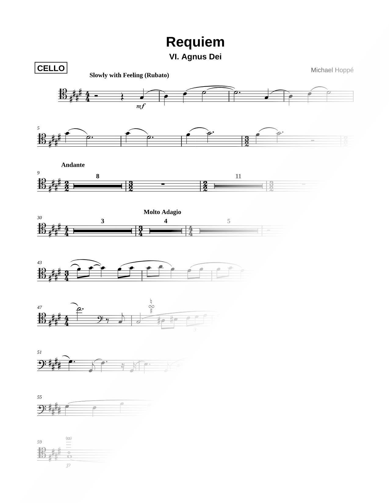 Requiem, VI. Agnus Dei - Cello Part