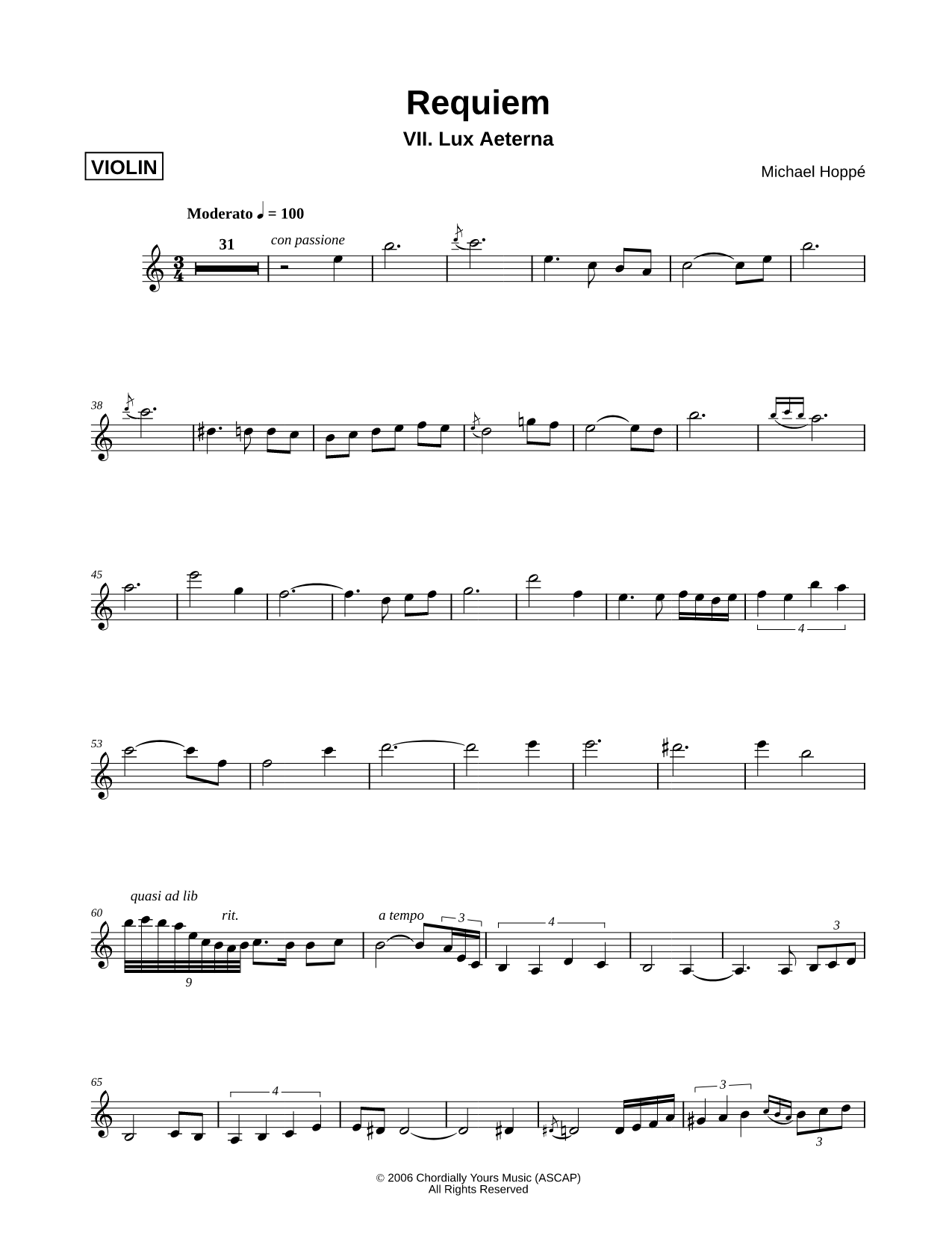 Requiem, VII. Lux Aeterna - Violin