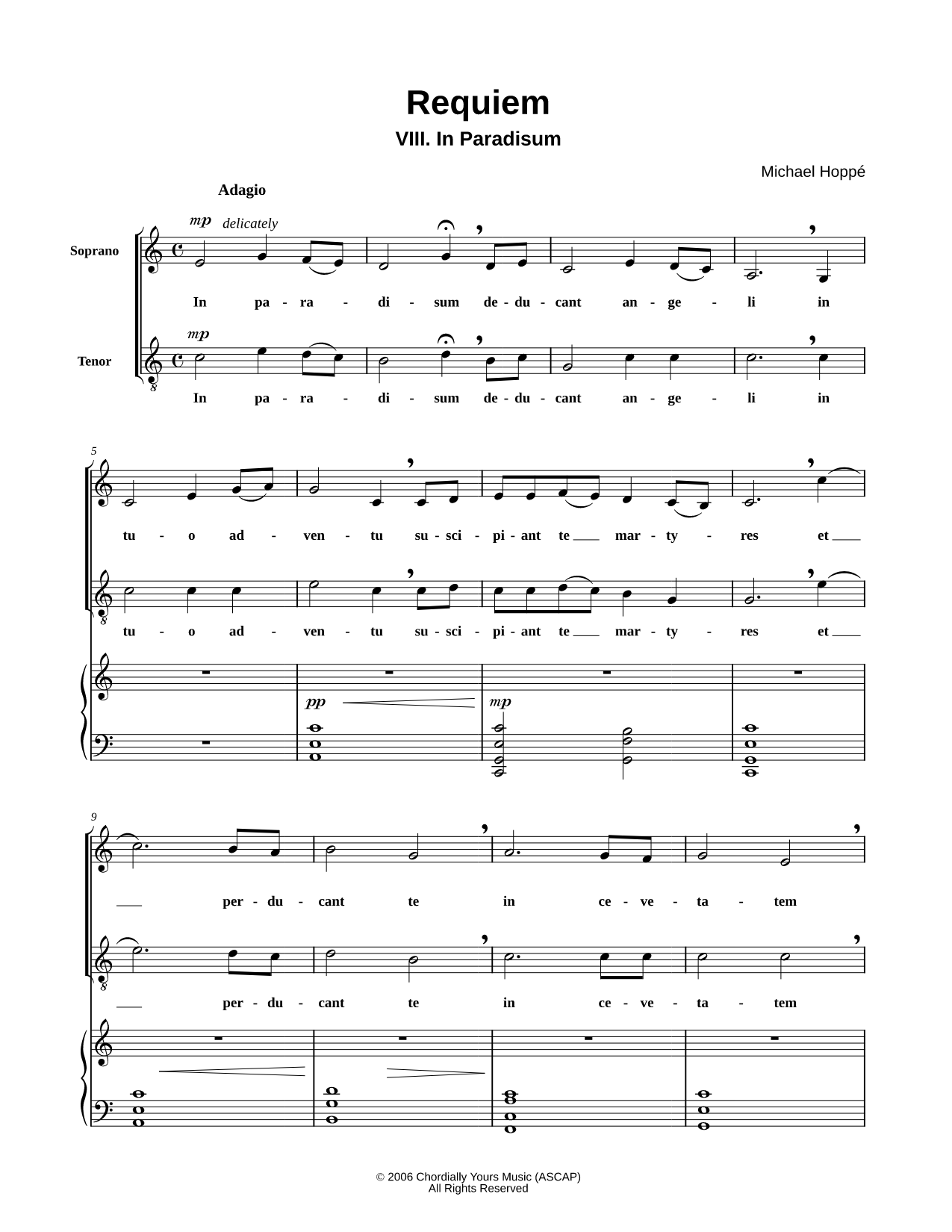 Requiem, VIII. In Paradisum - Soprano, Tenor, Piano